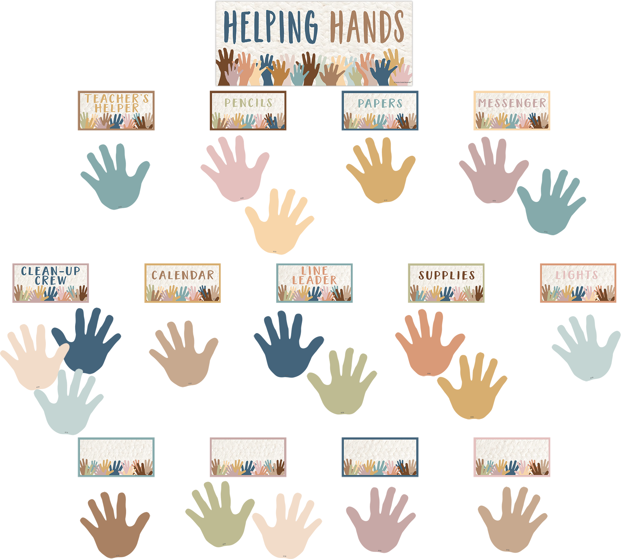 Teacher Resource 14 Helping Hands Mini-Bulletin Board Accents Cut-outs 
