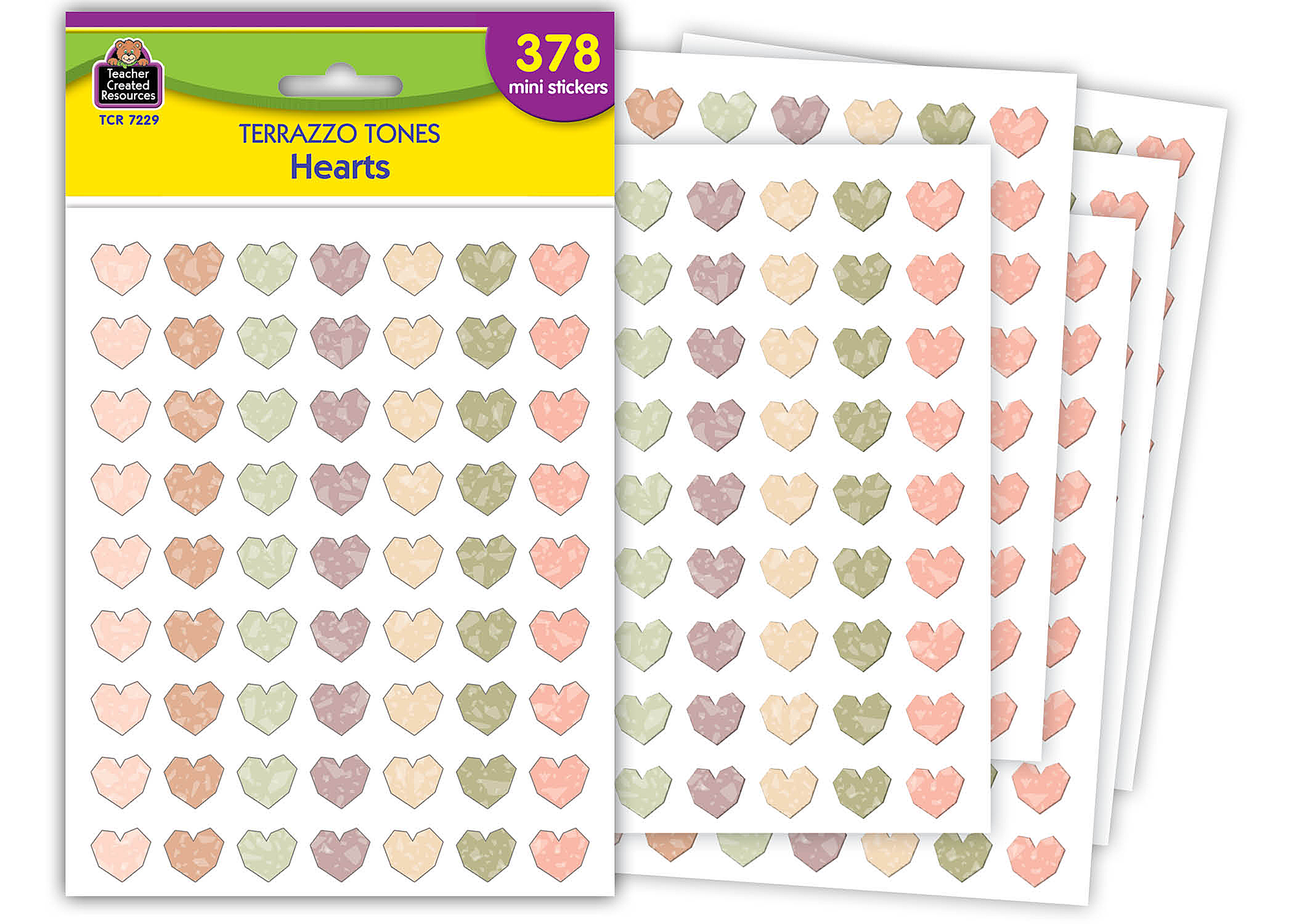 Teacher Created Resources Terrazzo Tones Hearts Mini Stickers - 378 Count Pack For Crafts & Rewards