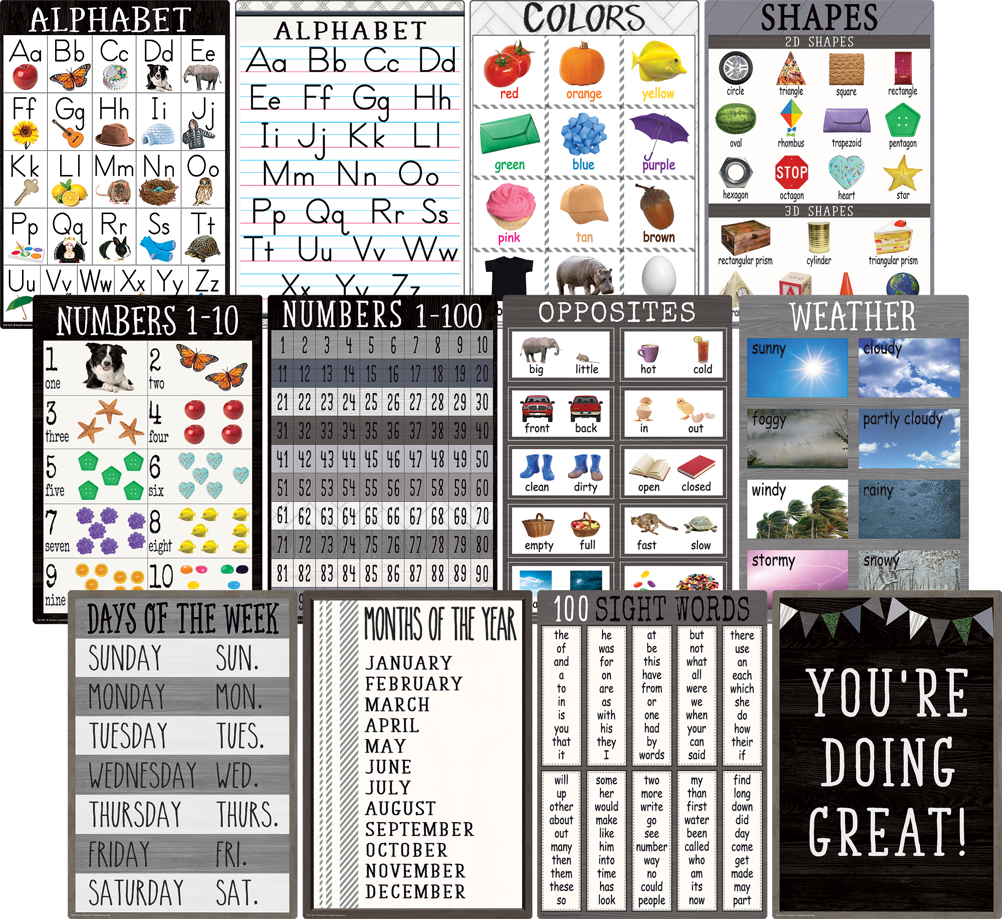 Modern Farmhouse Early Learning Small Poster Pack
