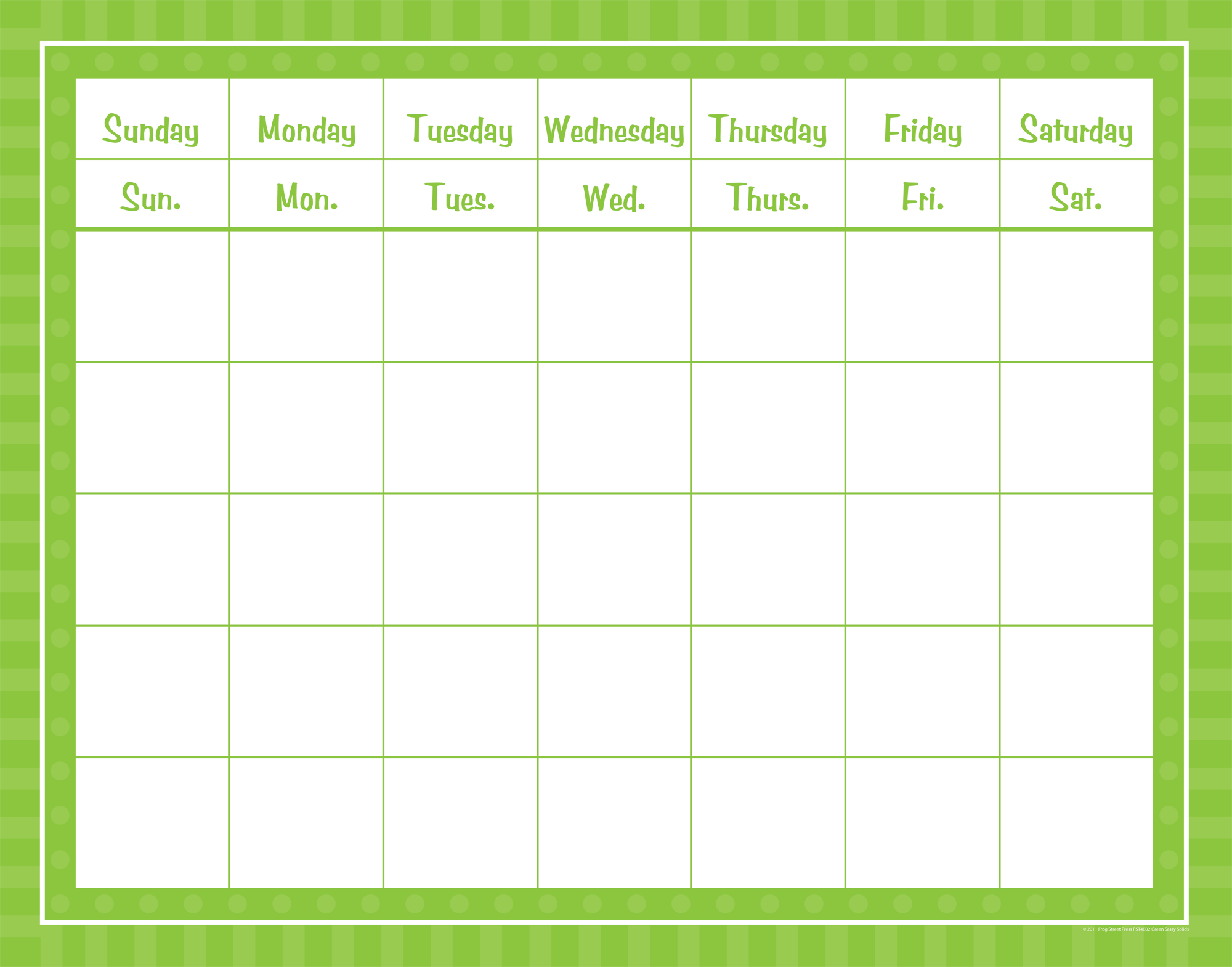 Green Sassy Solids Calendar Grid - TCR74802 | Teacher Created Resources