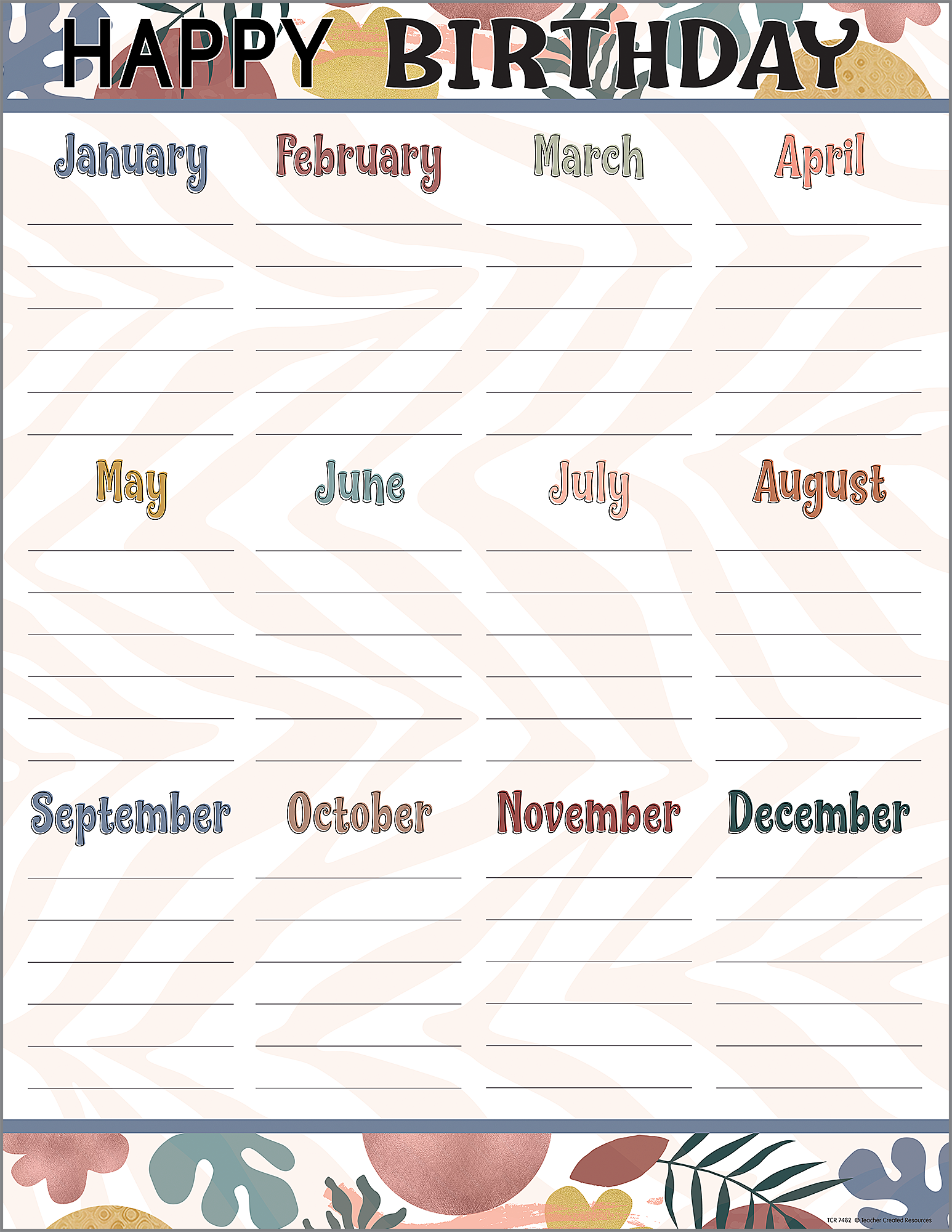 Wonderfully wild happy birthday chart tcr7482 teacher created resources