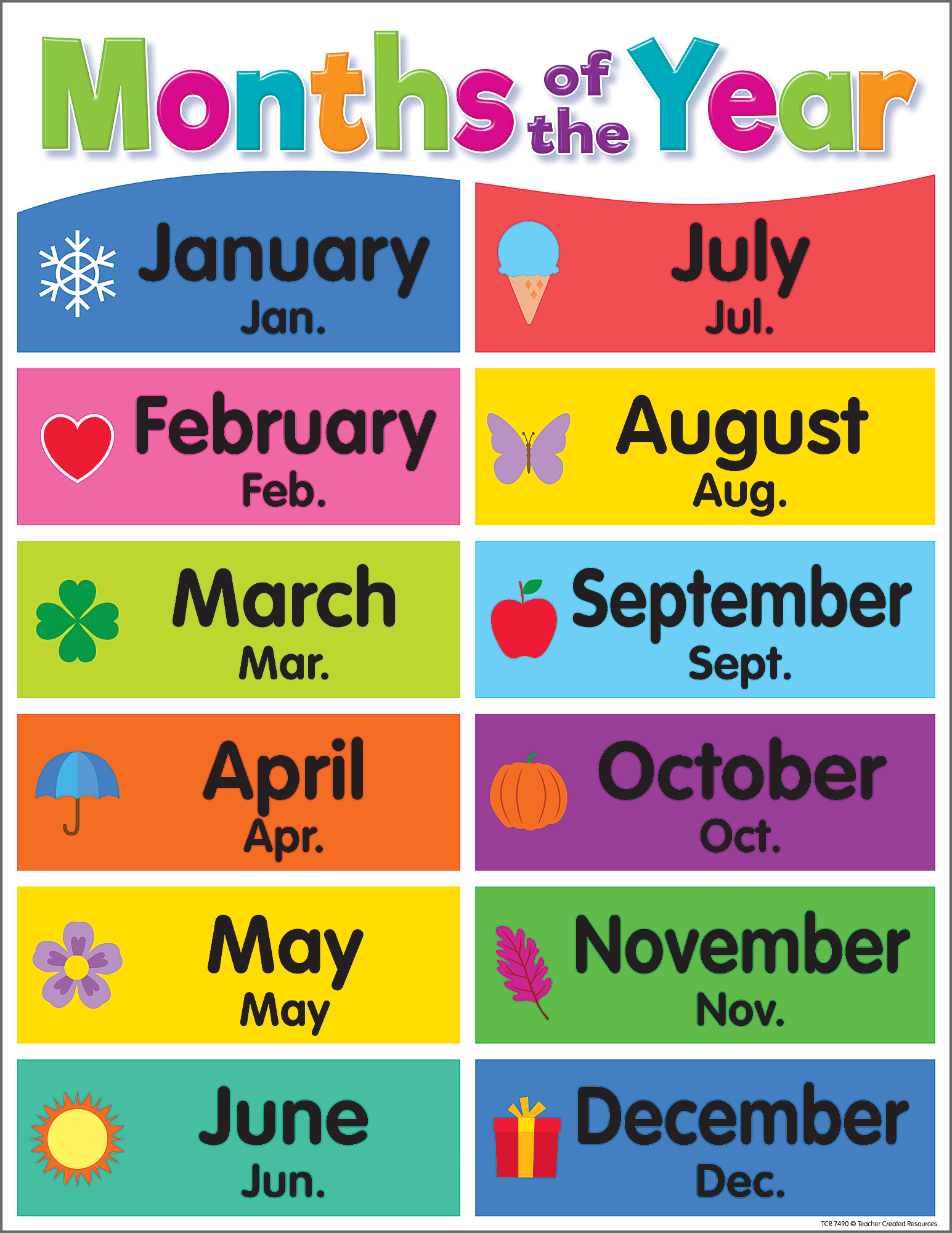 Colorful Months of the Year Chart - TCR7490 | Teacher Created Resources
