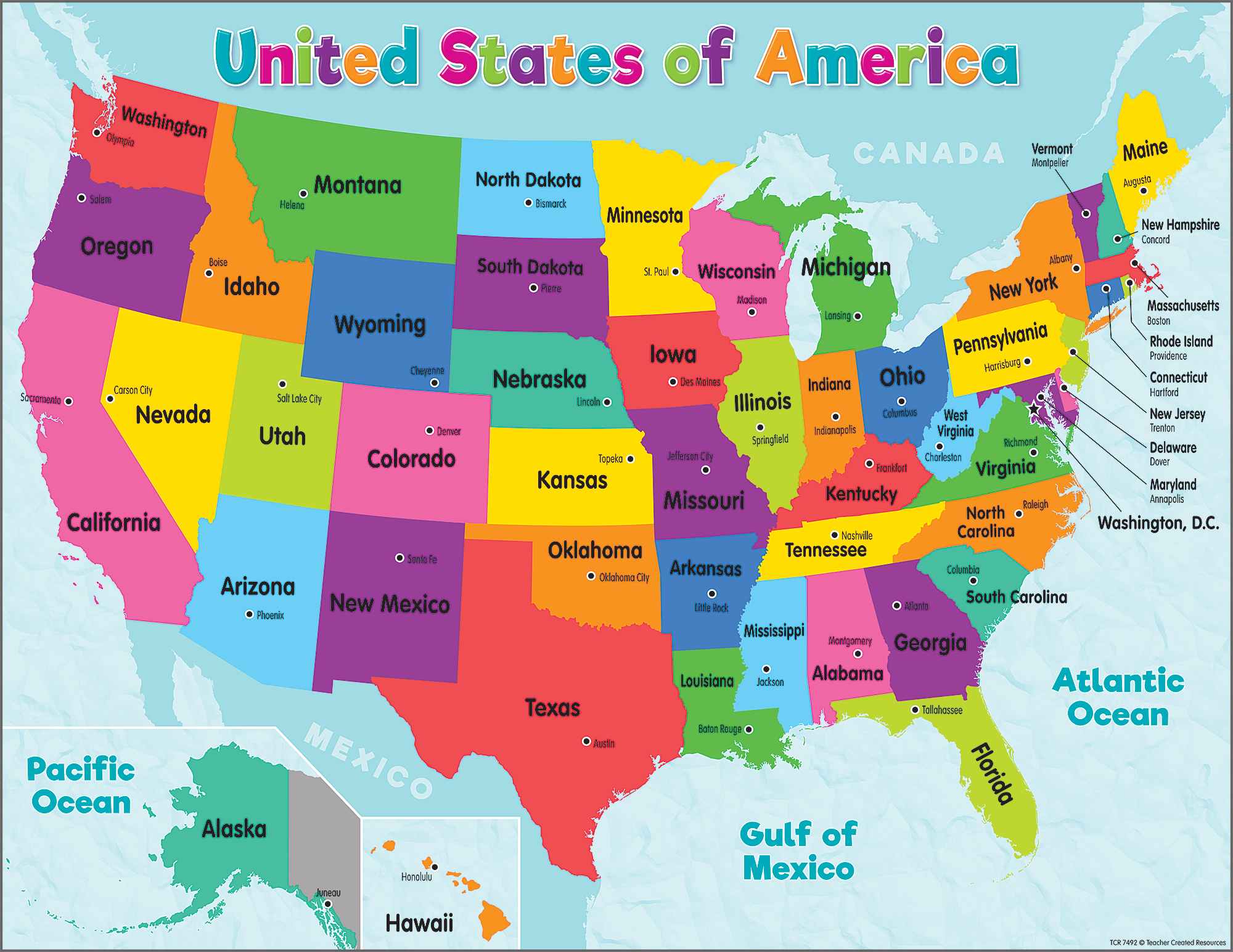 Colorful United States of America Map Chart TCR7492 Teacher Created