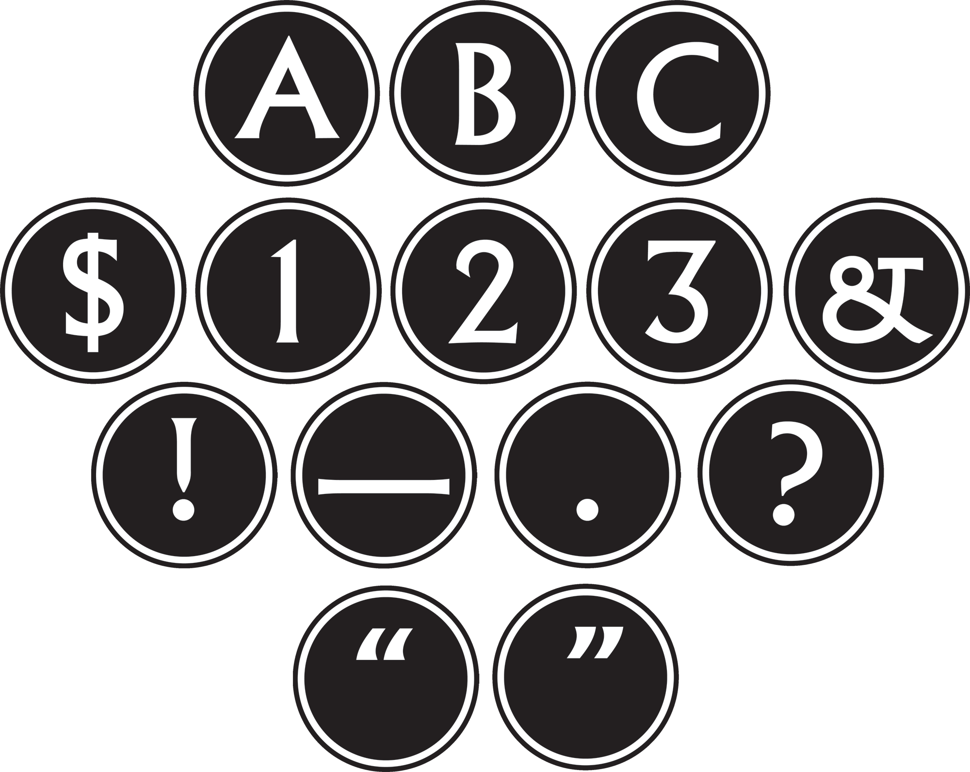 big bold black white circle letters tcr75400 teacher created