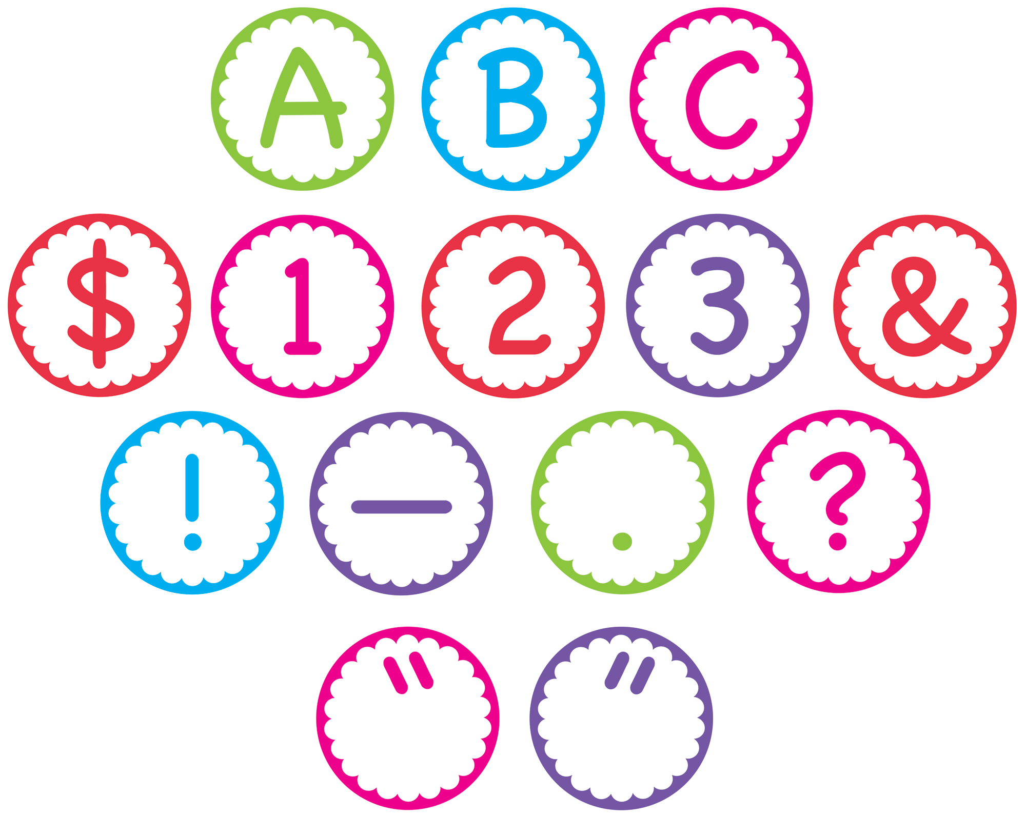 Teacher Created Resources Multicolor Scallop Circle Letters 