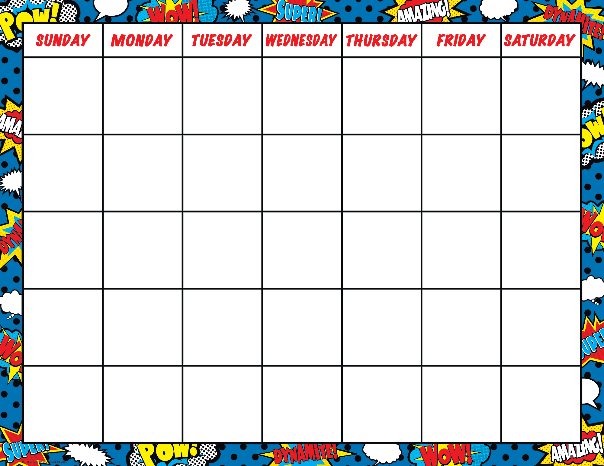 Superhero Calendar Chart TCR7569 Teacher Created Resources