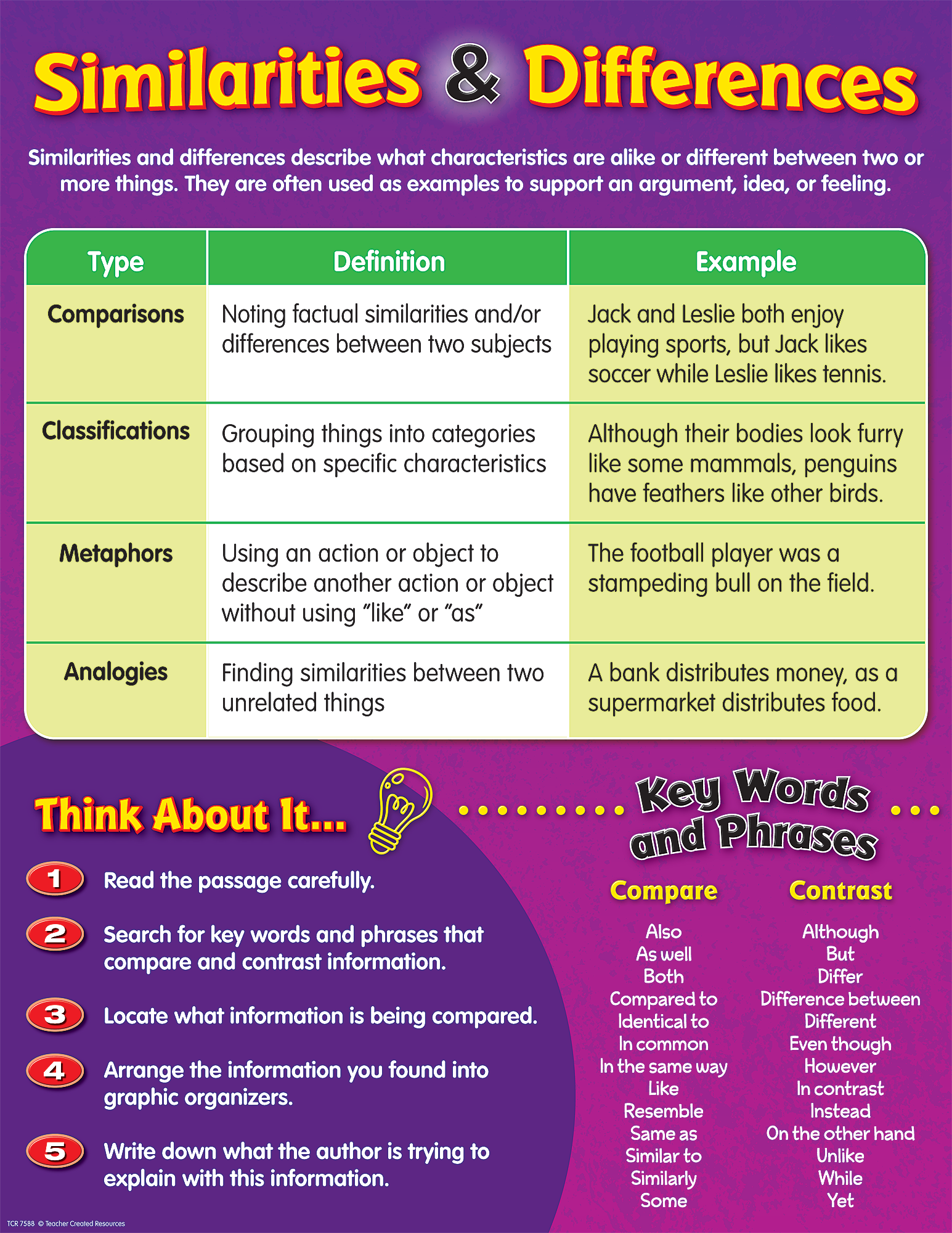 Similarities And Differences Chart TCR7588 Teacher Created Resources