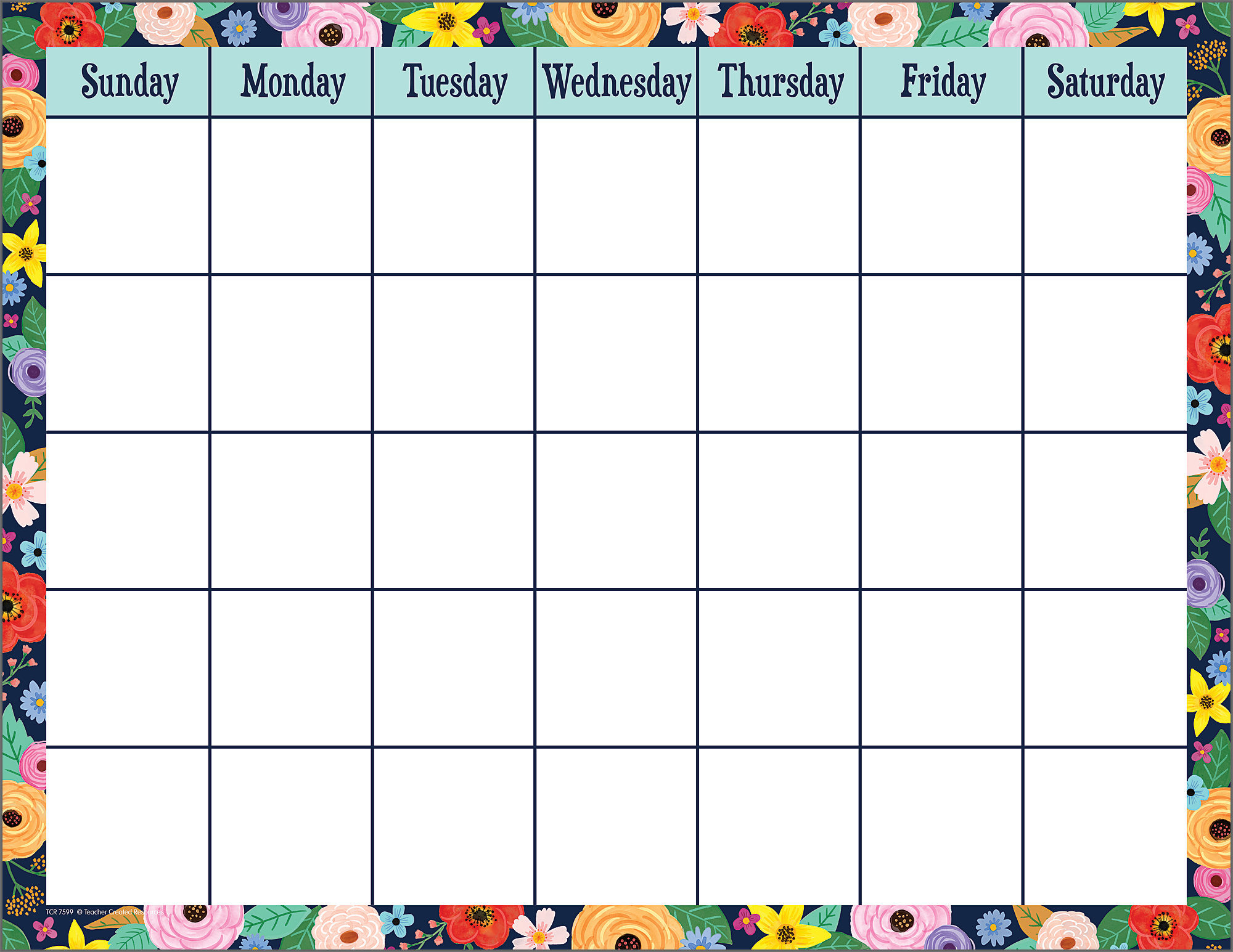 Wildflowers Calendar Chart TCR7599 Teacher Created Resources