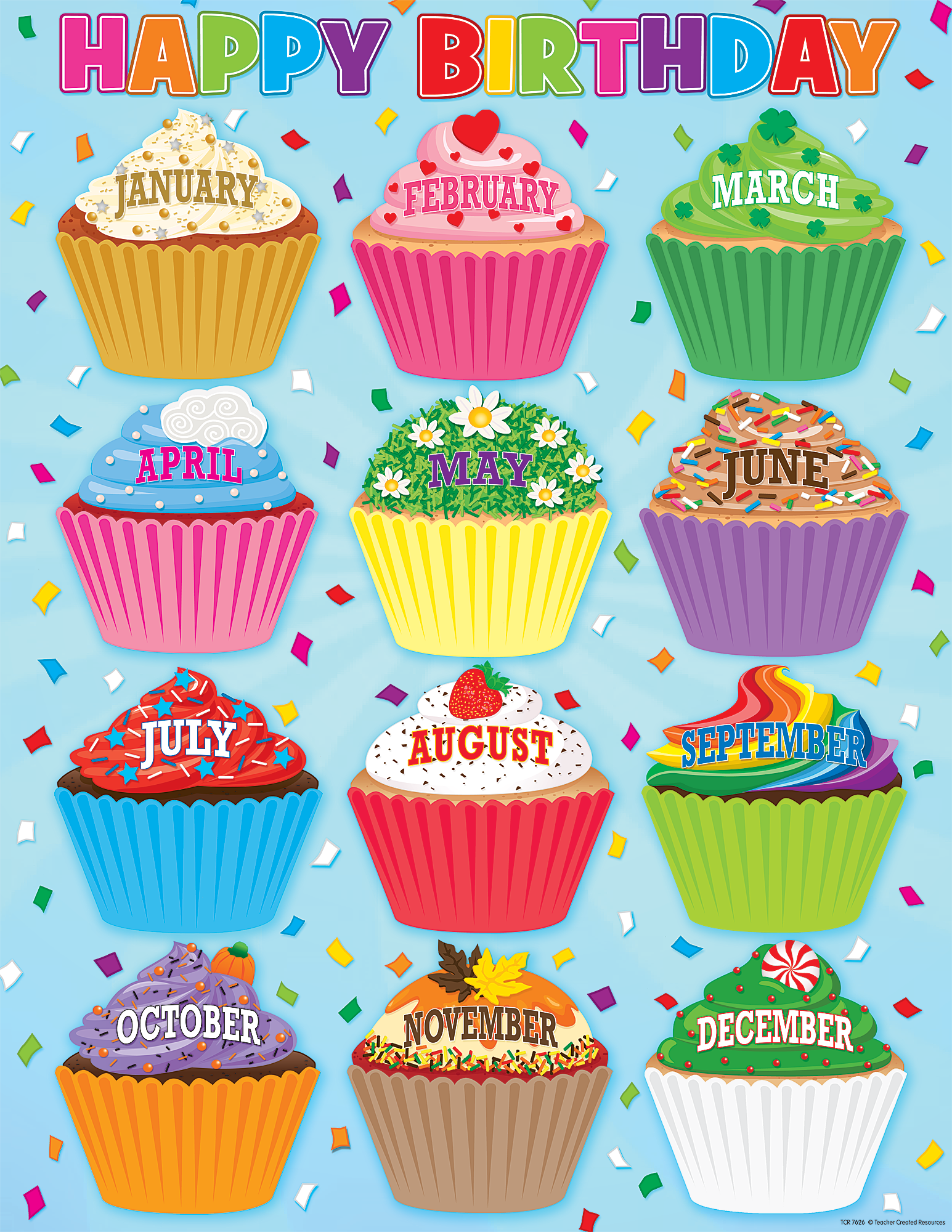 Cupcakes Happy Birthday Chart TCR7626 Teacher Created Resources
