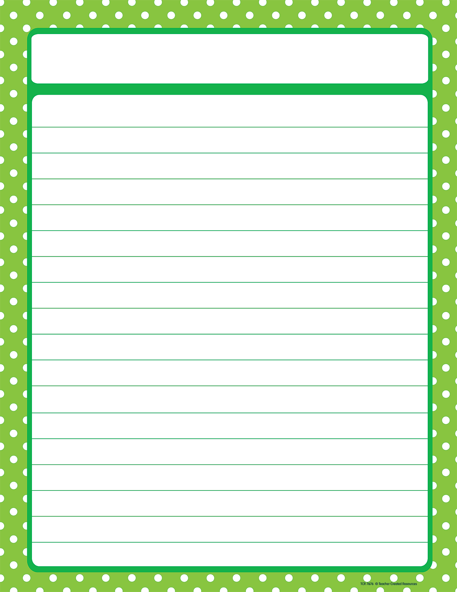 Lime Polka Dots Lined Chart TCR7676 Teacher Created Resources