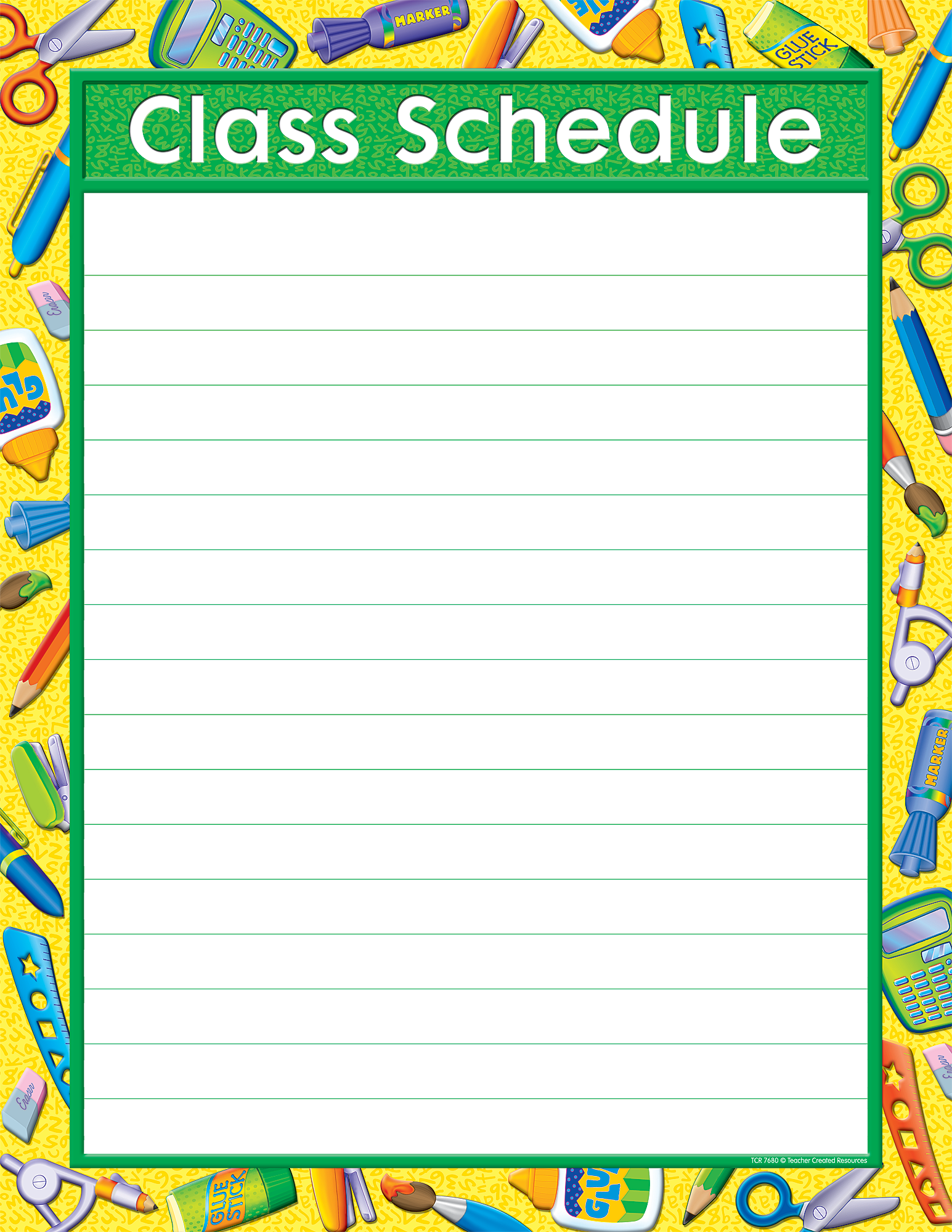 Tools for School Class Schedule Chart - TCR7680 | Teacher Created Resources