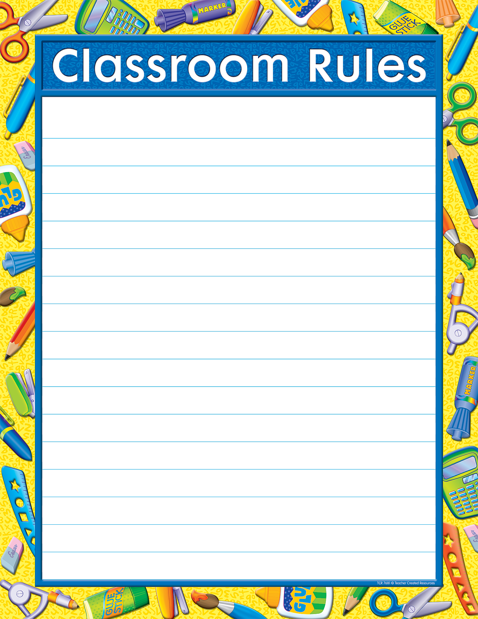 Tools for School Classroom Rules Chart TCR7681 Teacher Created