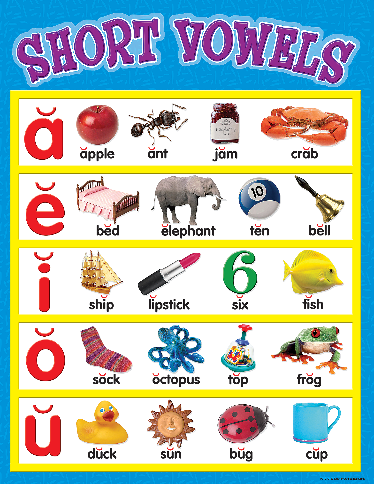 Short Vowels Chart TCR7701 Teacher Created Resources