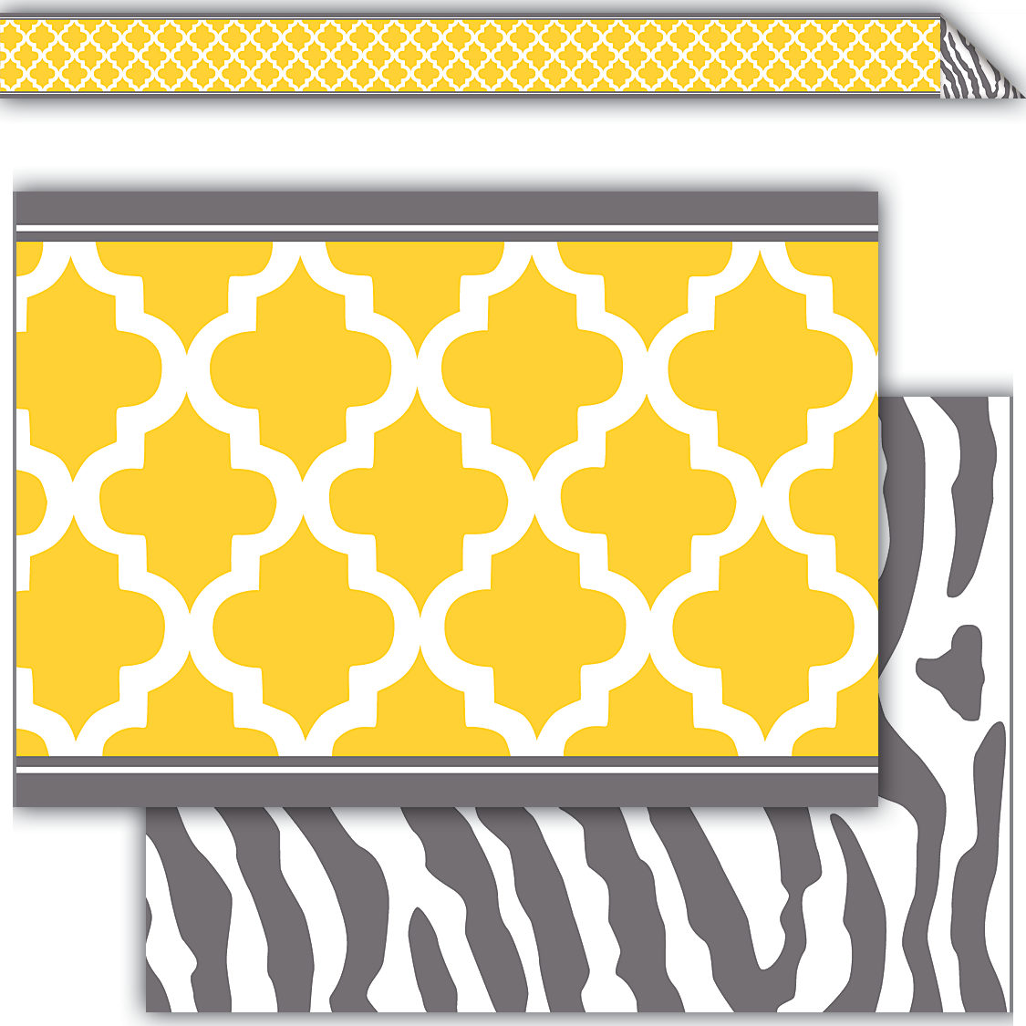 Lemon And Gray Wild Moroccan Double Sided Border Tcr77094