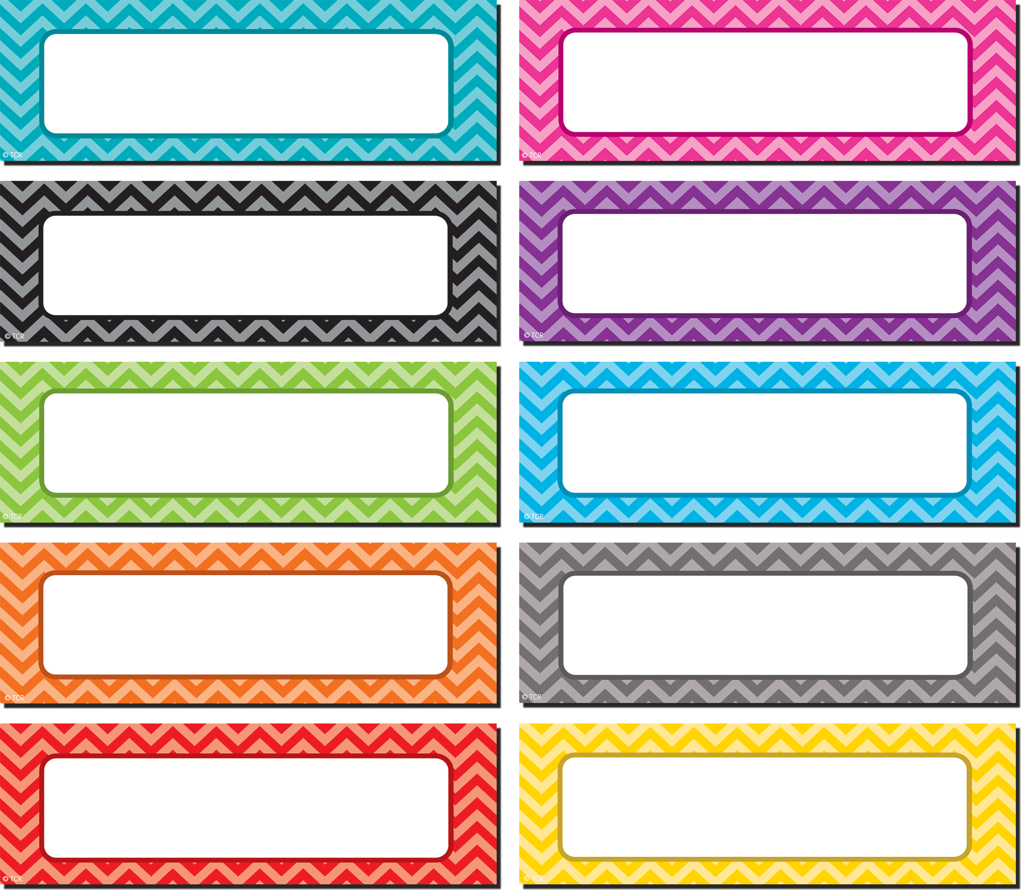 Teacher Created Resources 5548 Black and White Chevron and Dots Name Tags 
