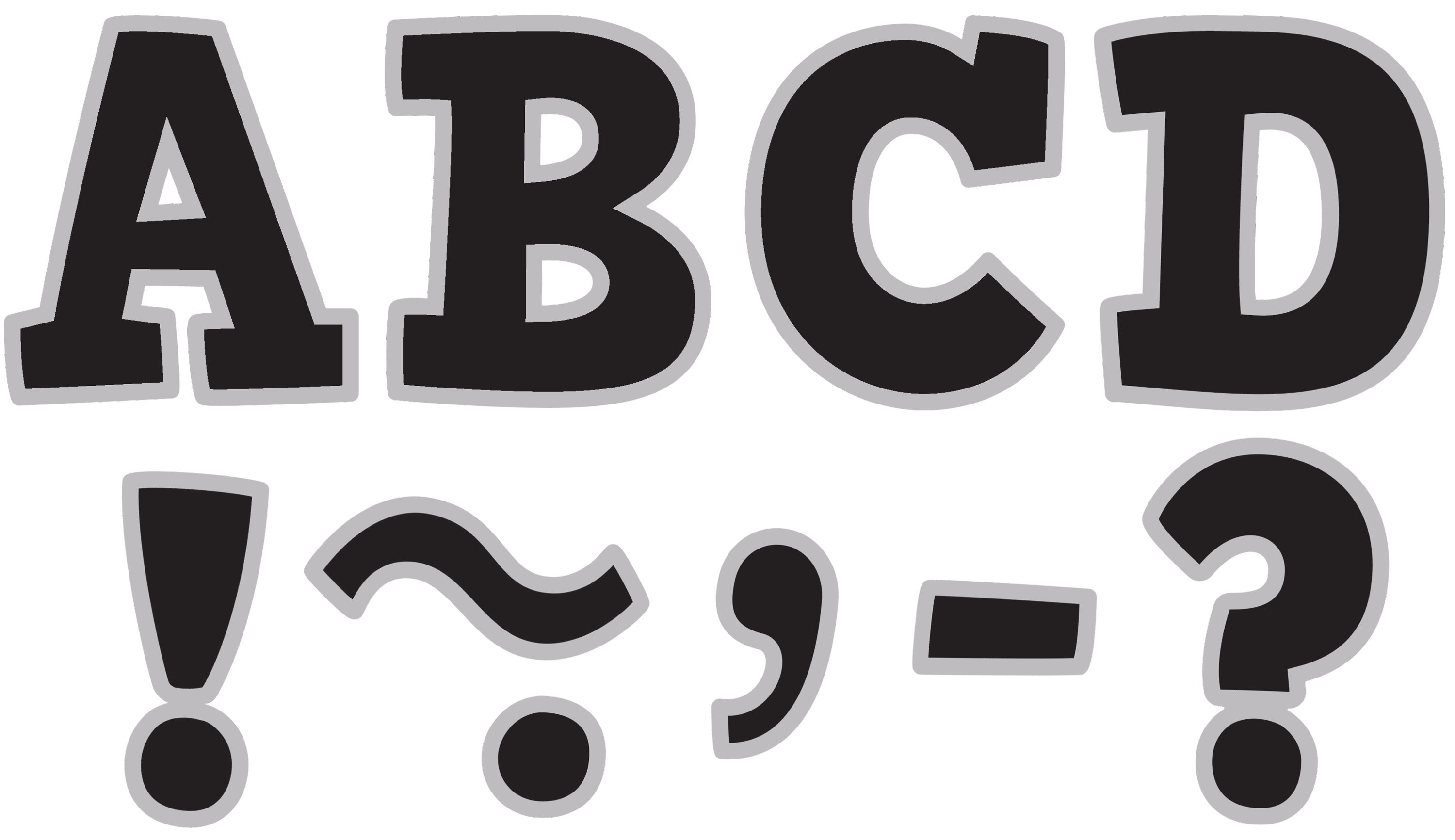 Black & Silver Bold Block 3" Letters TCR77266 Teacher