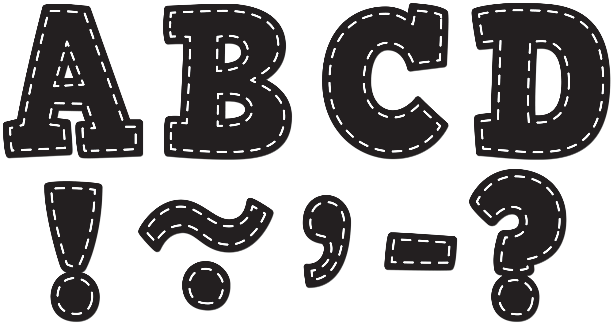 Black Stitch Bold Block 3 Magnetic Letters TCR77309 Teacher 