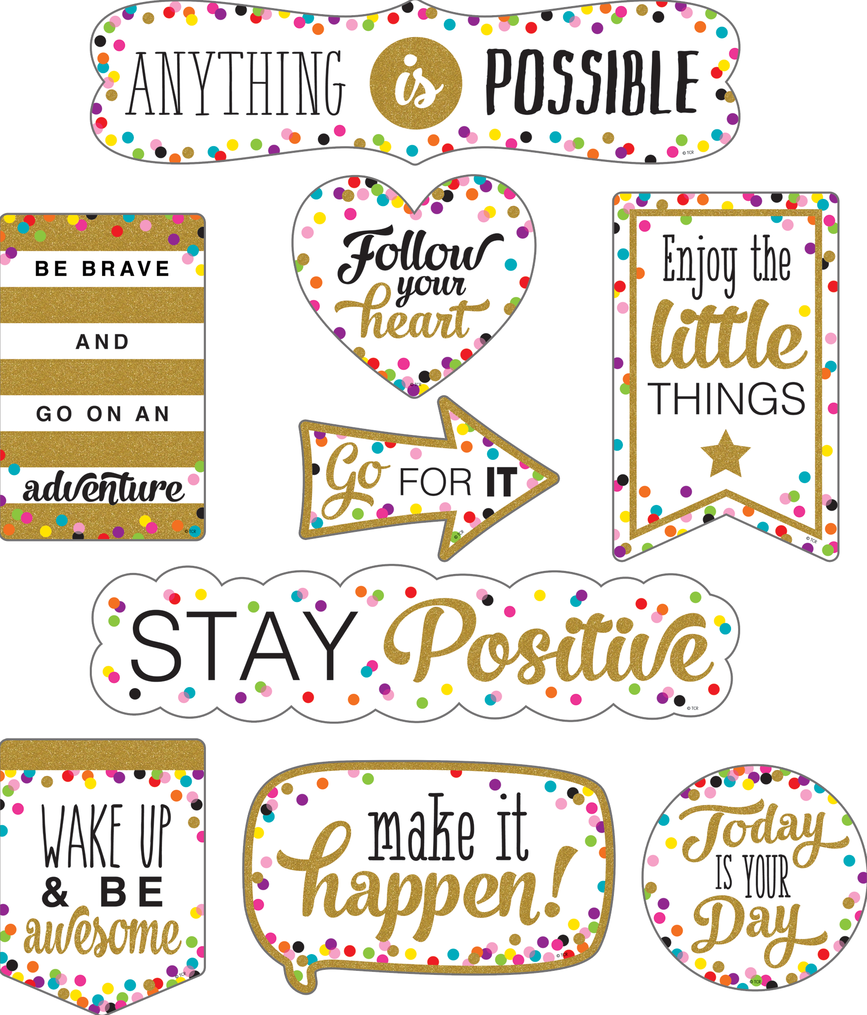Clingy Thingies®: Confetti Positive Sayings Accents