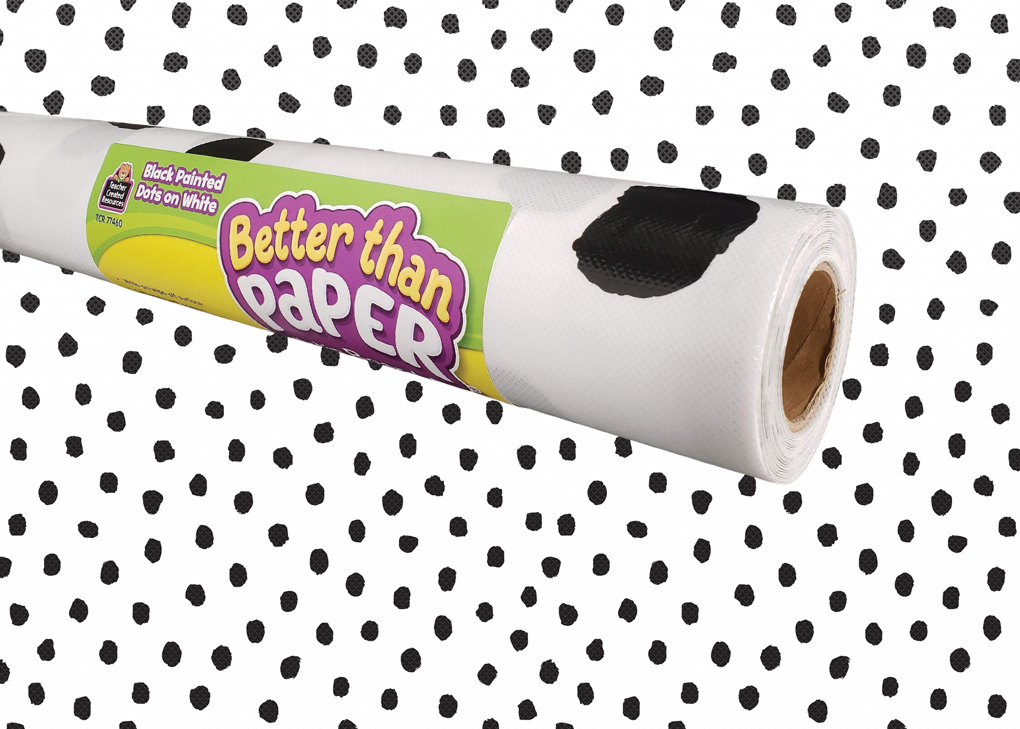 Black Painted Dots on White Better Than PaperÂ® Bulletin Board Roll