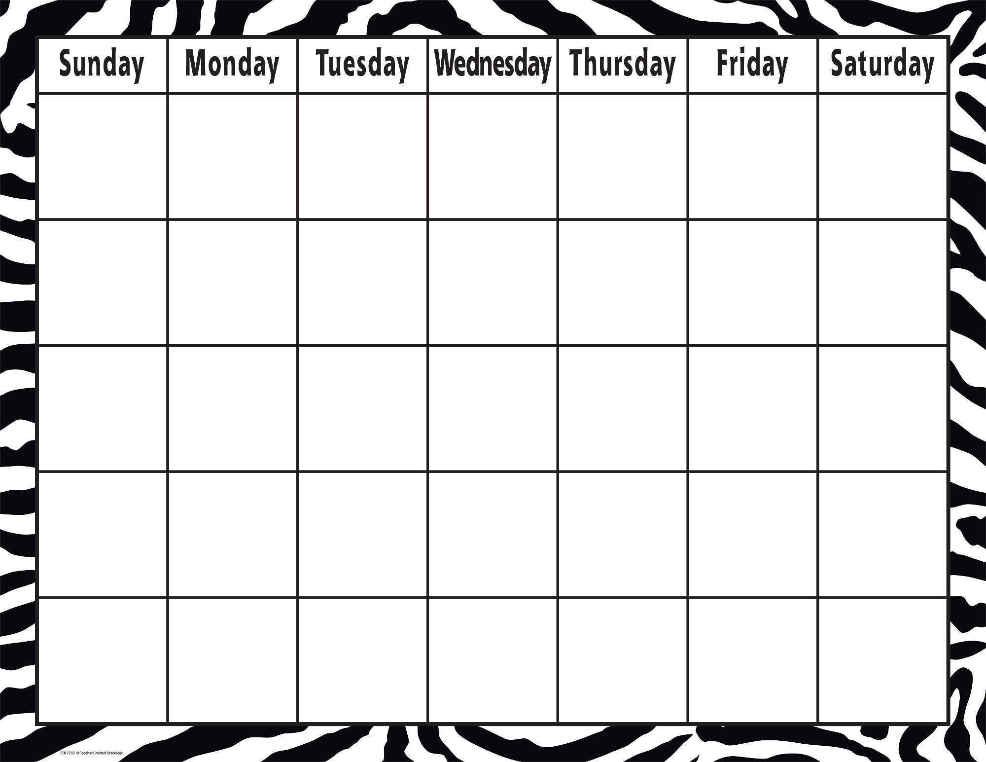 Zebra Calendar Chart - TCR7750 | Teacher Created Resources