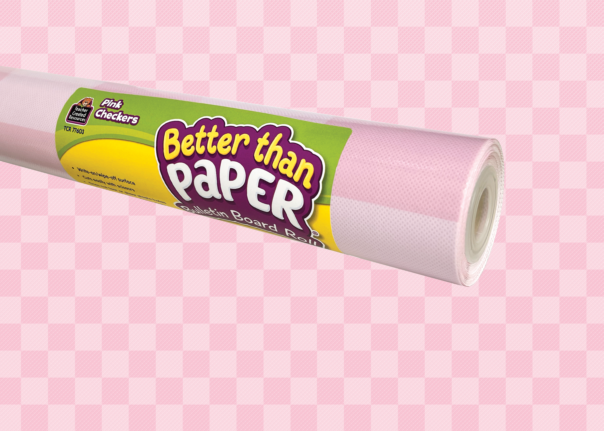 Pink Checkers Better Than Paper Bulletin Board Roll - TCR77603 ...