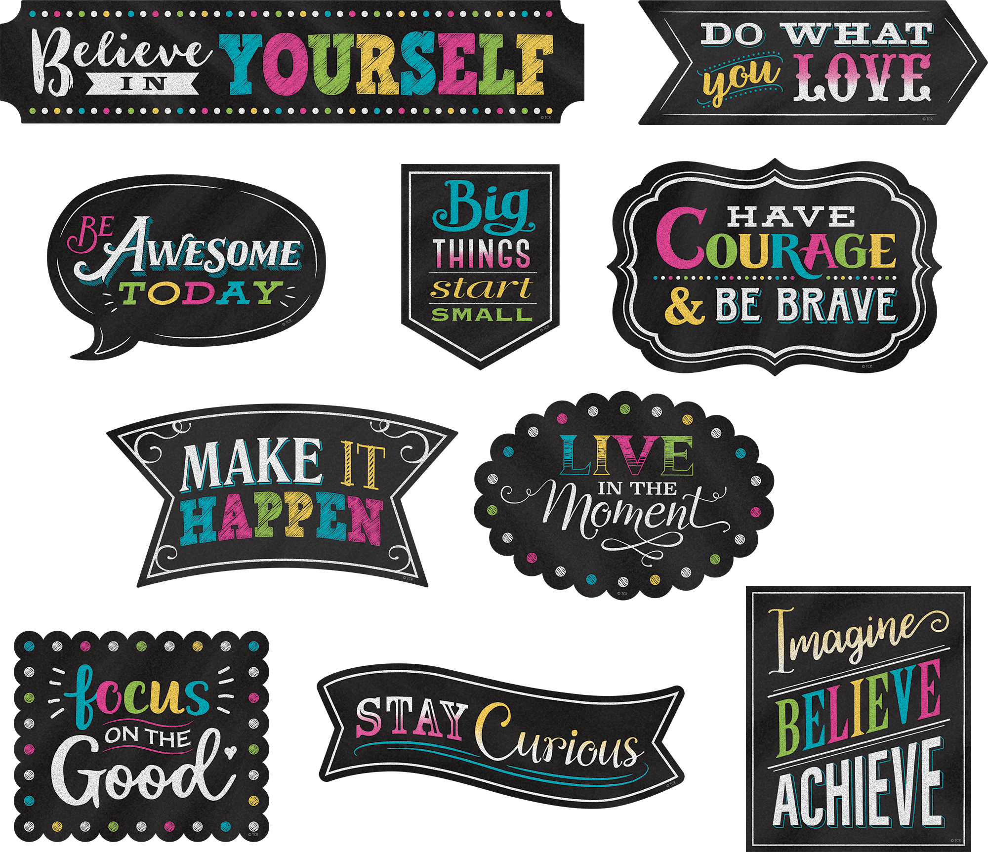 Clingy ThingiesÂ®: Chalkboard Brights Positive Sayings Accents