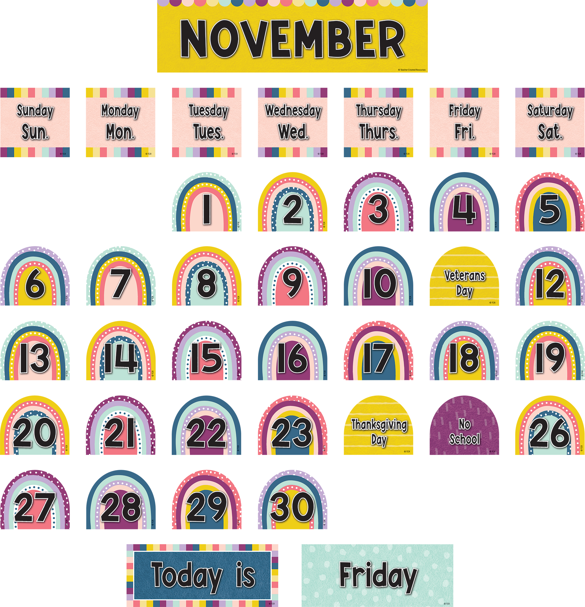 Oh Happy Day Rainbow Calendar Pocket Chart Cards - TCR8344 | Teacher Created Resources oh-happy-day-rainbow-calendar-pocket-chart-cards-tcr8344-teacher-created-resources