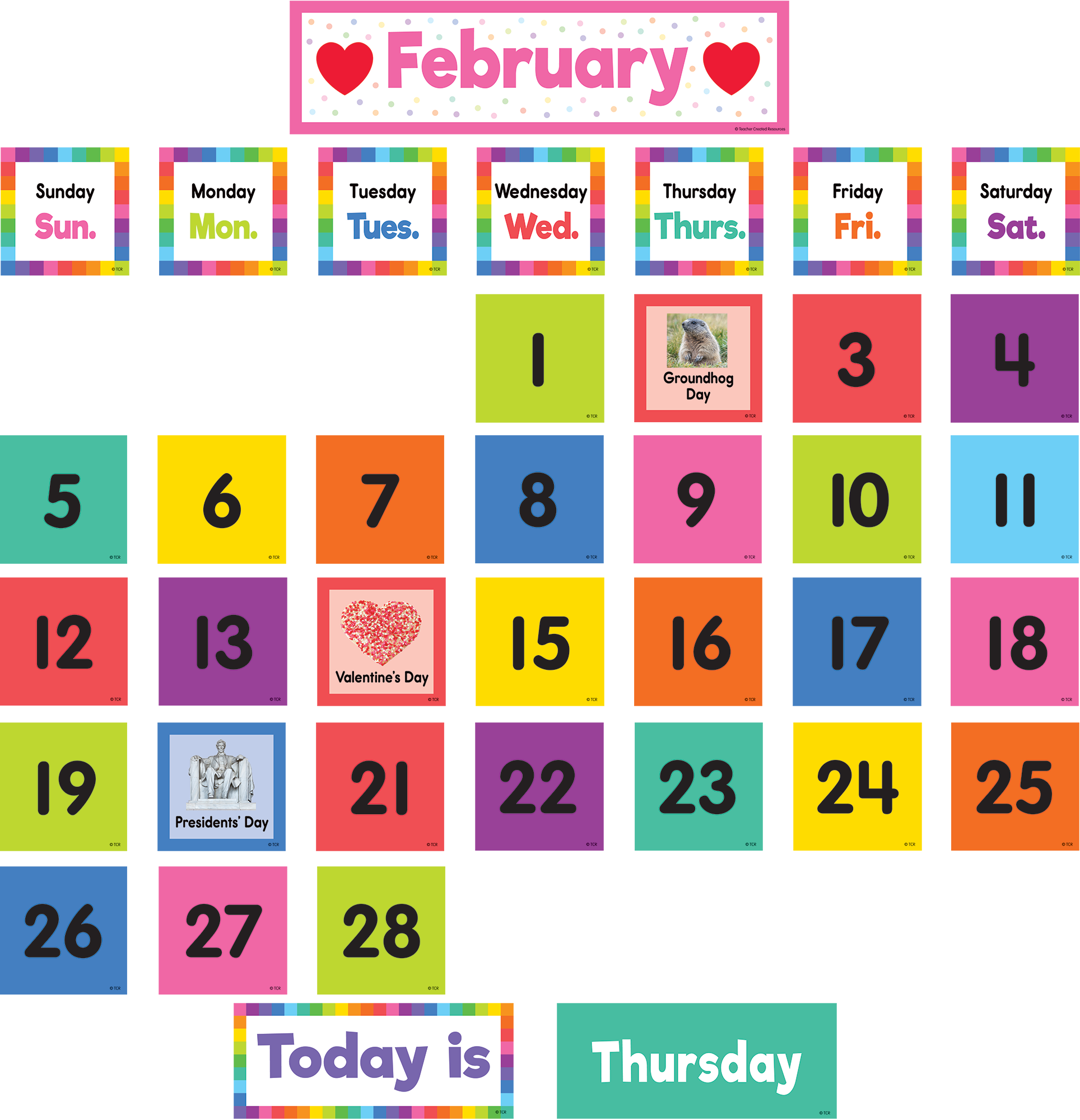 Colorful Calendar Pocket Chart Cards TCR8345 Teacher Created Resources Colorful Calendar Pocket Chart Cards TCR8345 Teacher Created Resources