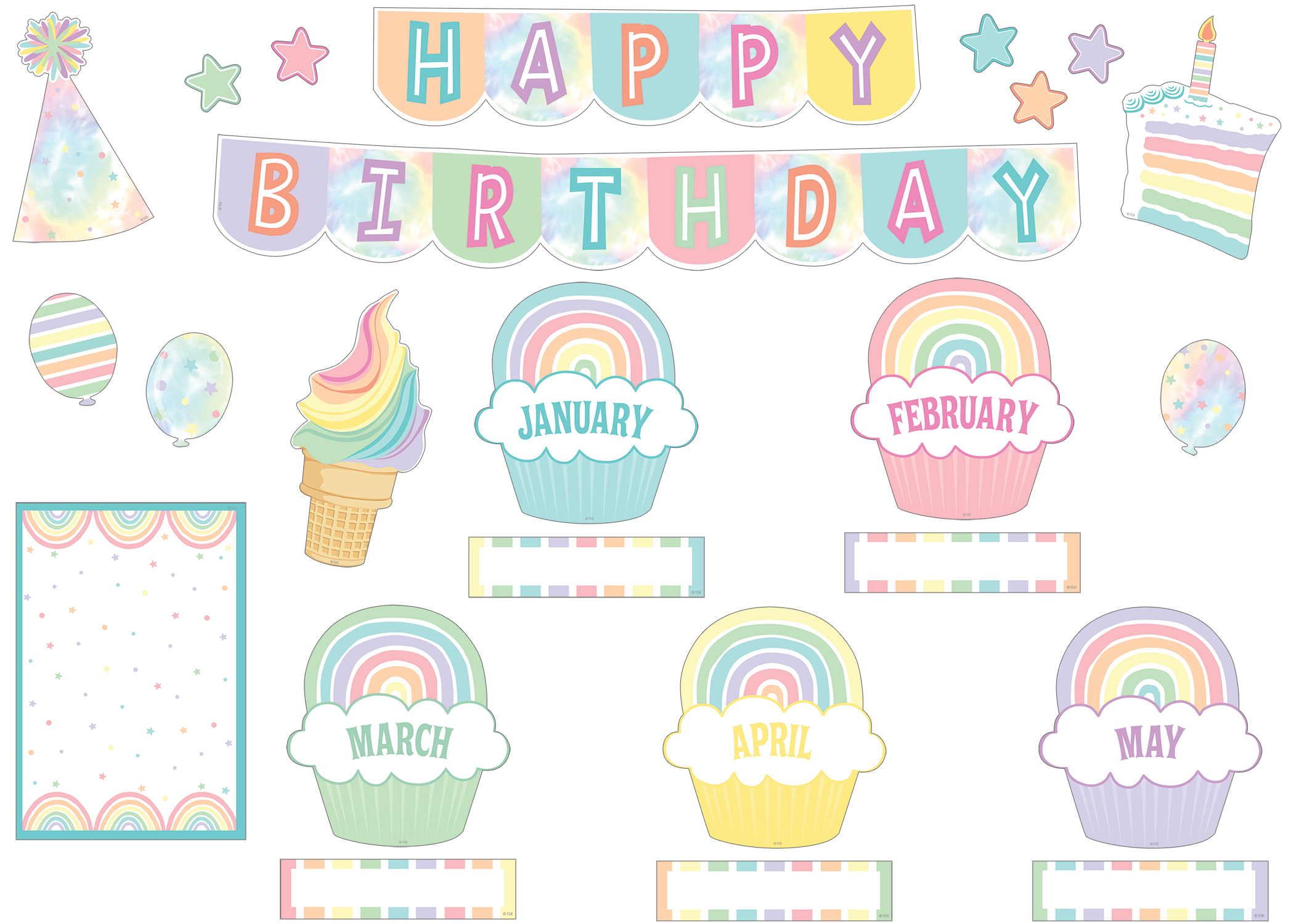 Pastel Pop Happy Birthday Mini Bulletin Board - TCR8415