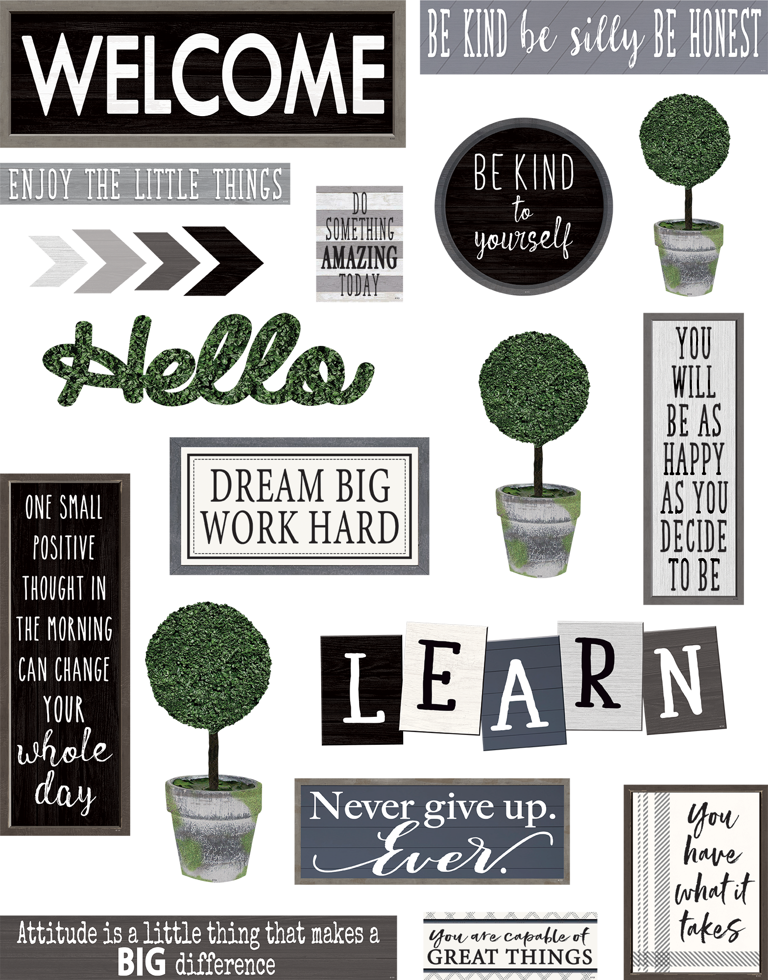 Decorably Welcome Posters – 15 Modern Farmhouse Classroom Signs, Matte-Laminated For Hallways & Bulletin Boards