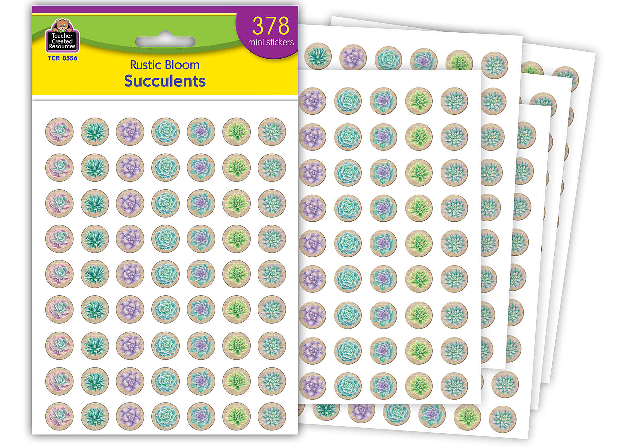 Rustic Bloom Succulents Mini Stickers