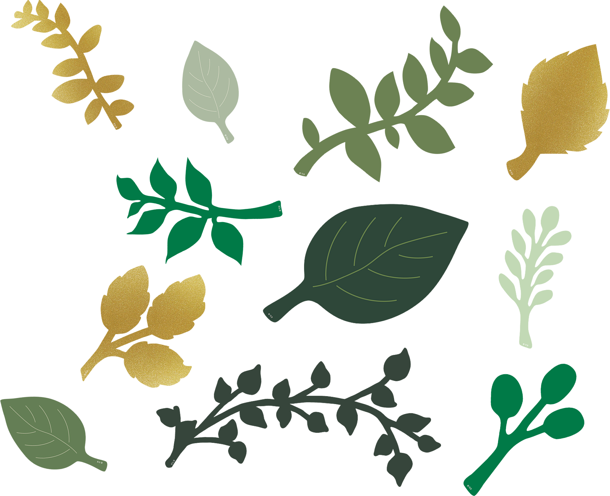 Green and Gold Paper Leaves - TCR8557 | Teacher Created