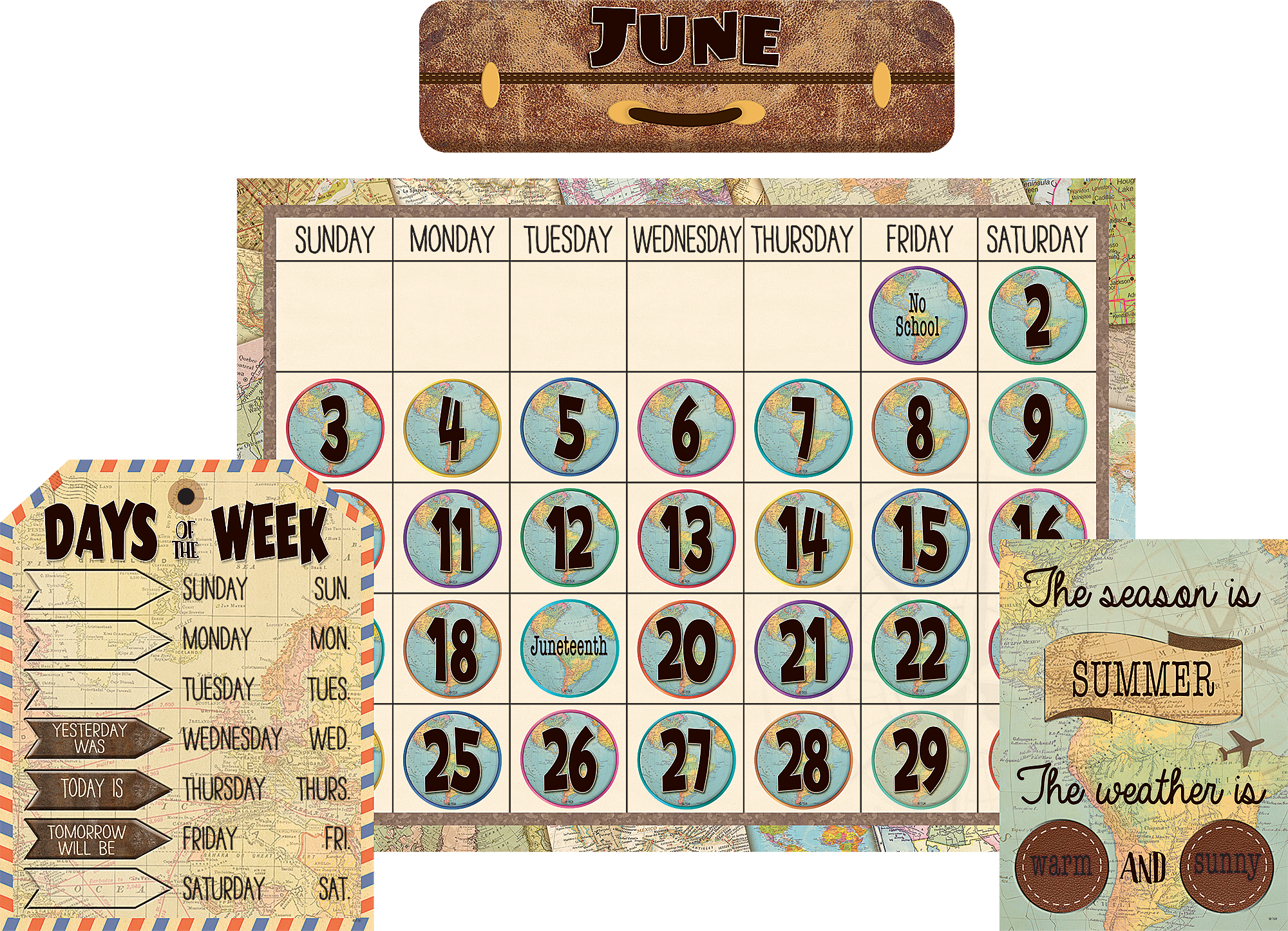 Travel the Map Calendar Bulletin Board