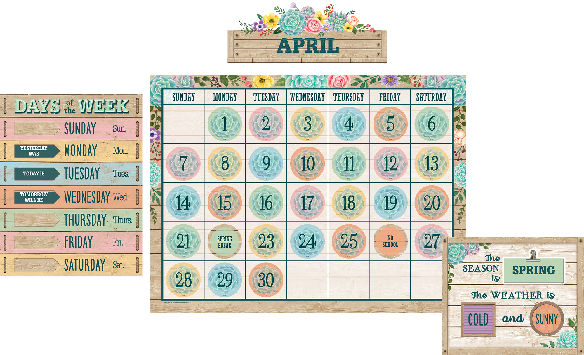 Rustic Bloom Calendar Bulletin Board