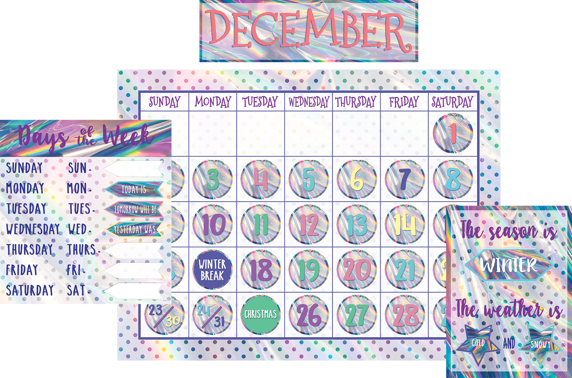 Iridescent Calendar Bulletin Board Display TCR8678 Teacher Created Resources Iridescent Calendar Bulletin Board Display TCR8678 Teacher Created Resources