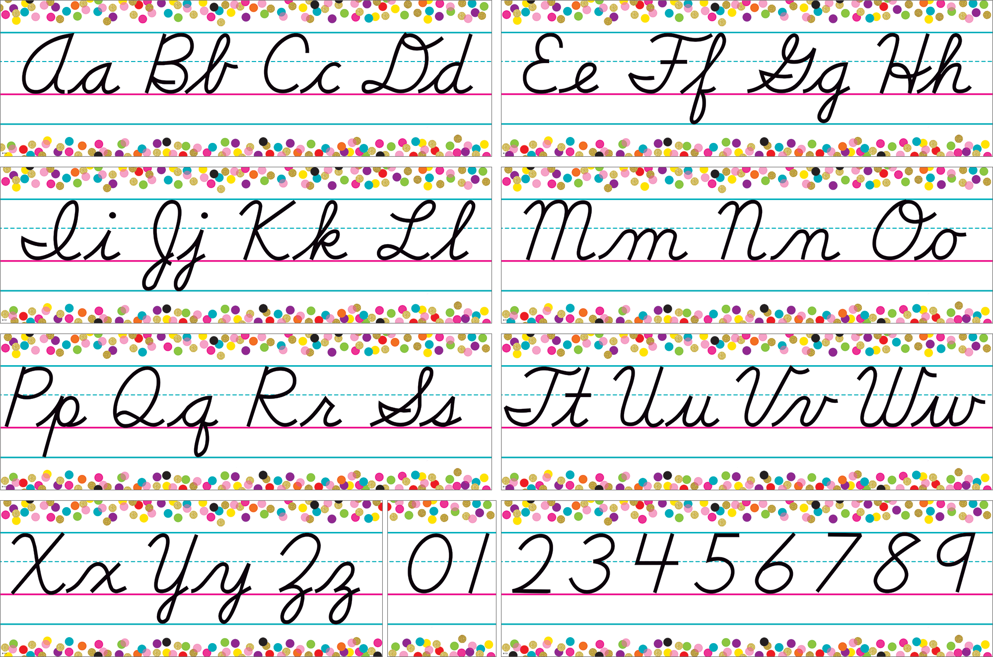 Confetti Cursive Writing Bulletin Board Display Set - TCR8764 | Teacher ...