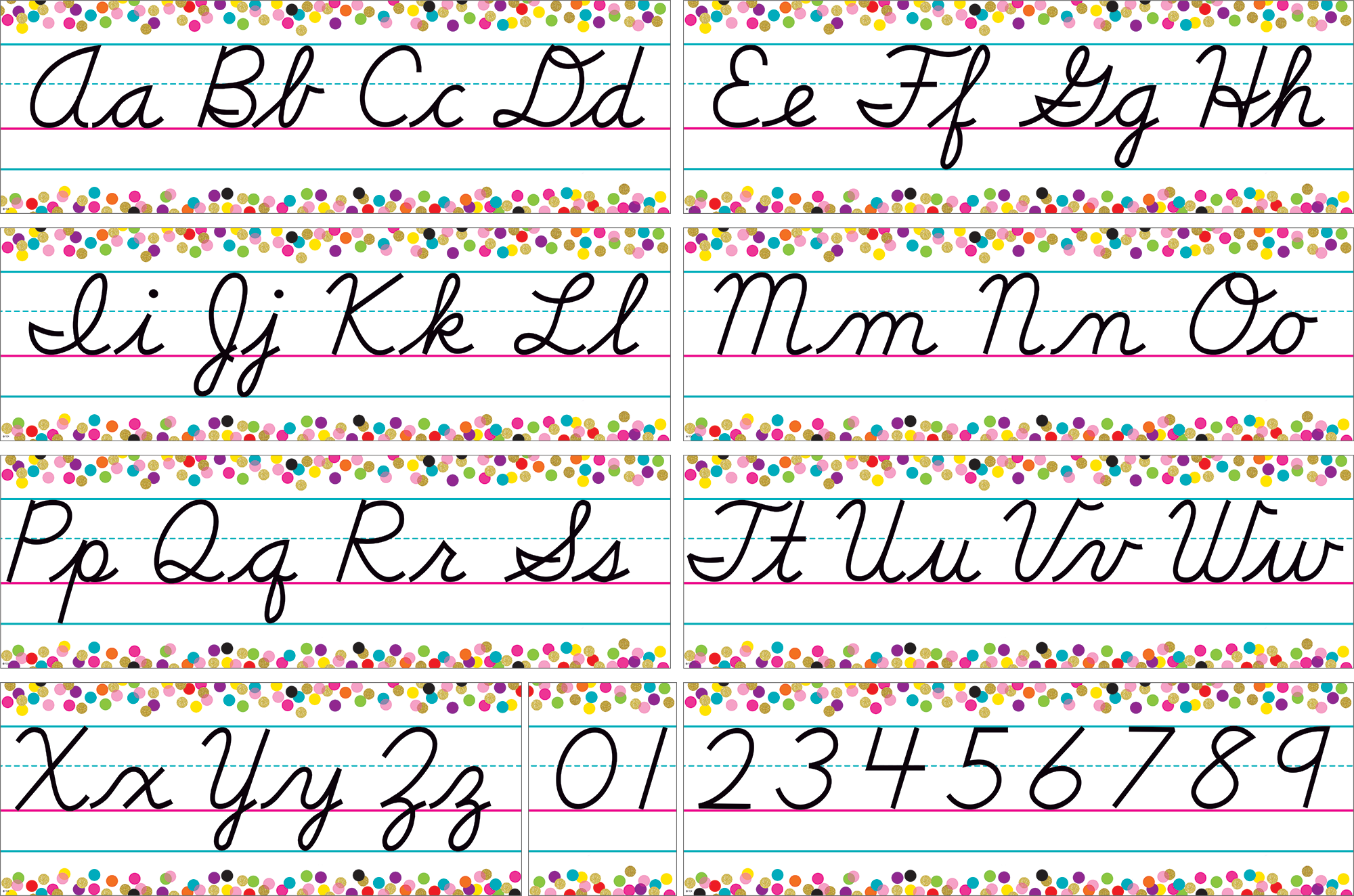 Confetti Cursive Writing Bulletin Board Display Set TCR8764 Teacher 