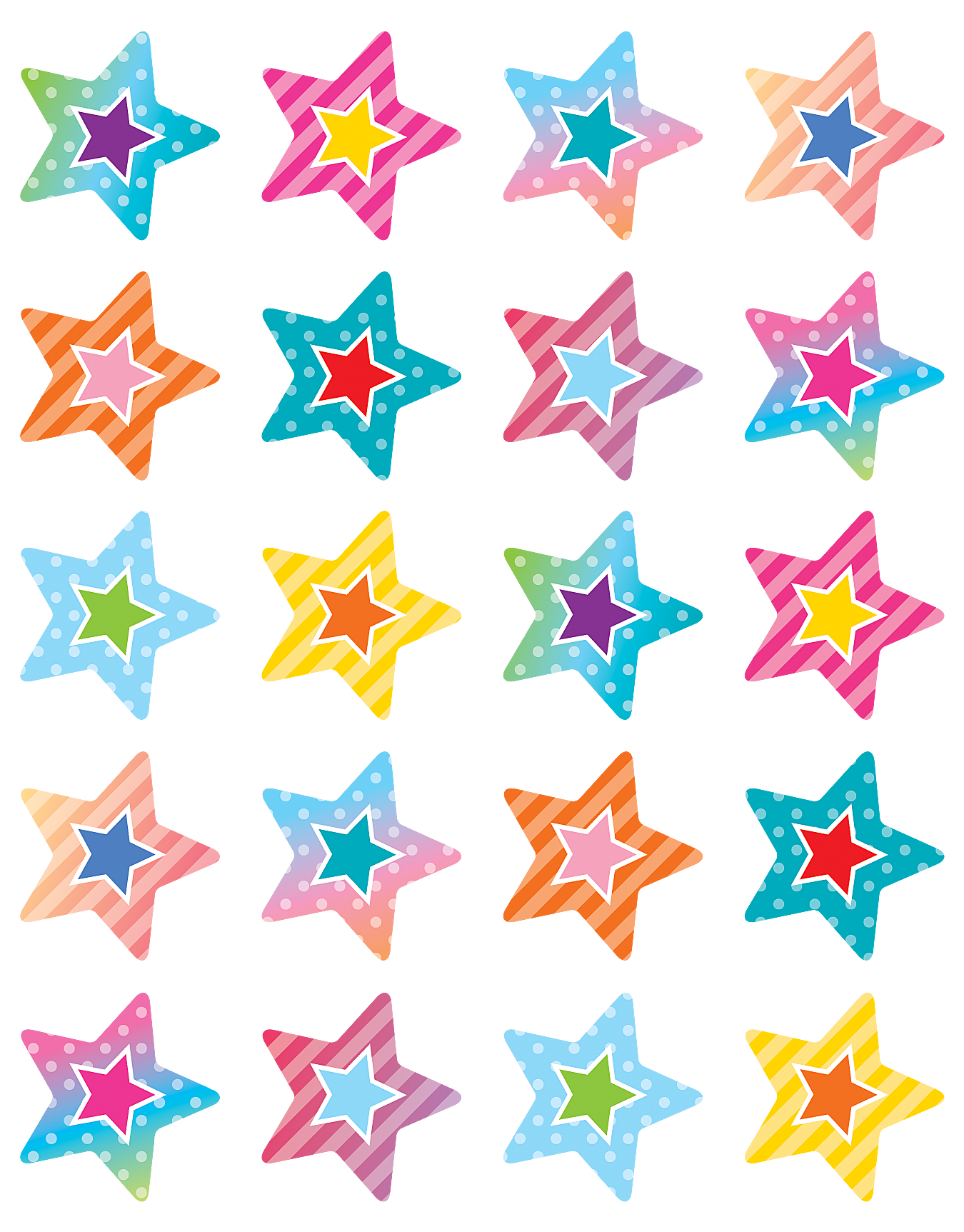 Colorful Vibes Stars Stickers Tcr8785 Teacher Created Resources