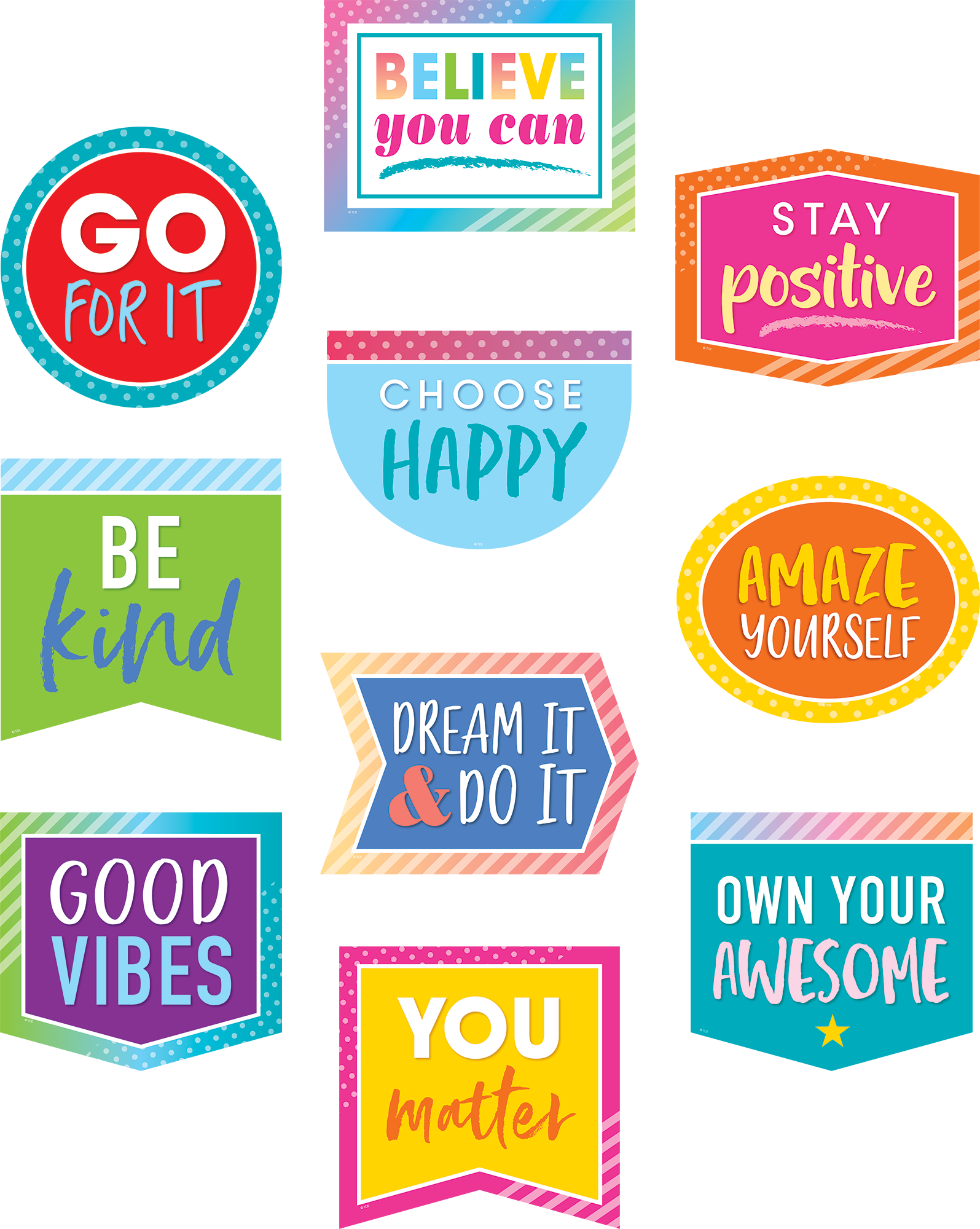 Colorful Vibes Positive Sayings Accents