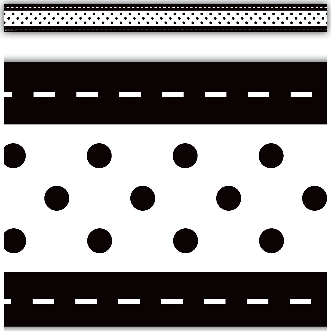 Black & White Stitch 'n' Dots Straight Border Trim TCR8865 Teacher
