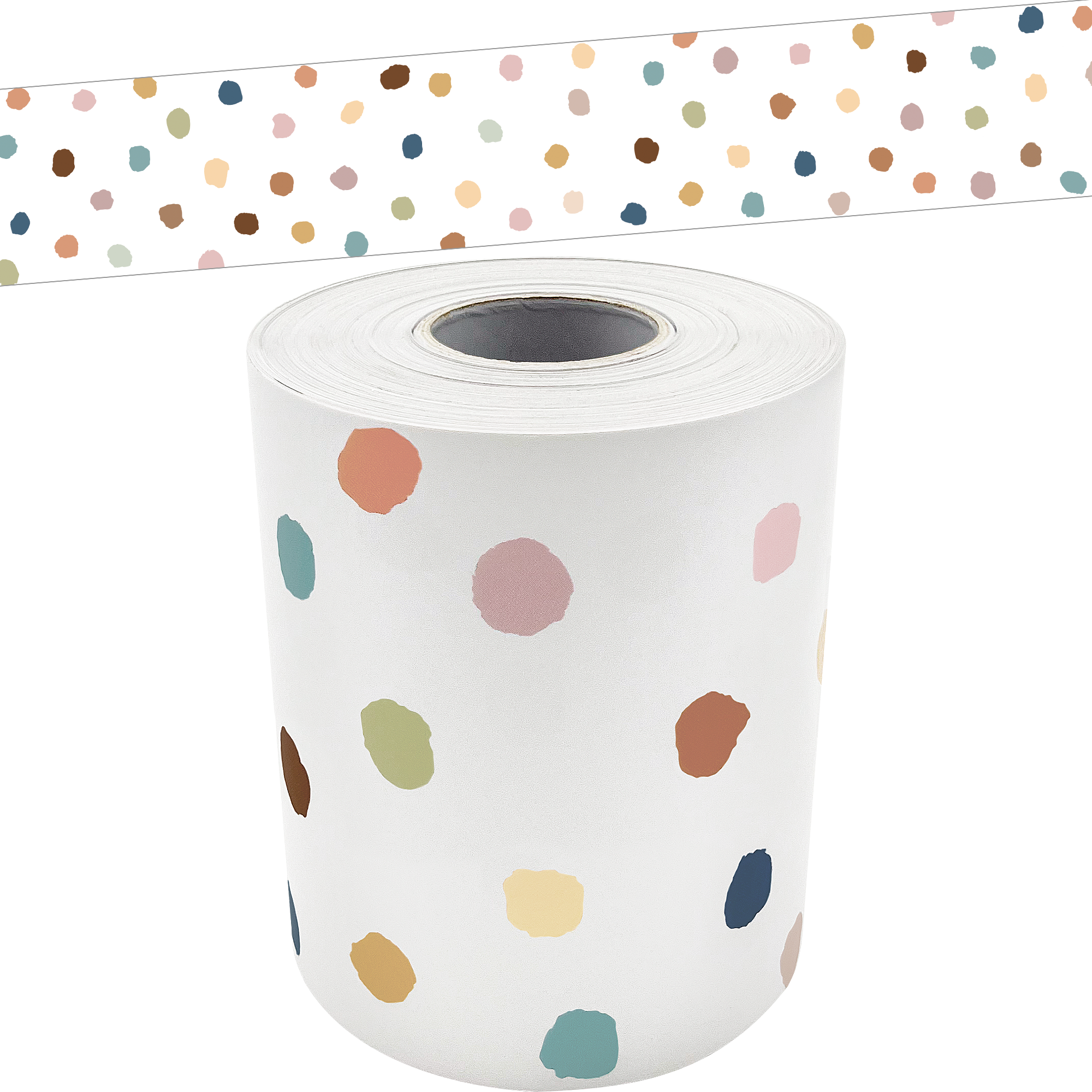 Everyone is Welcome Painted Dots Straight Rolled Border Trim