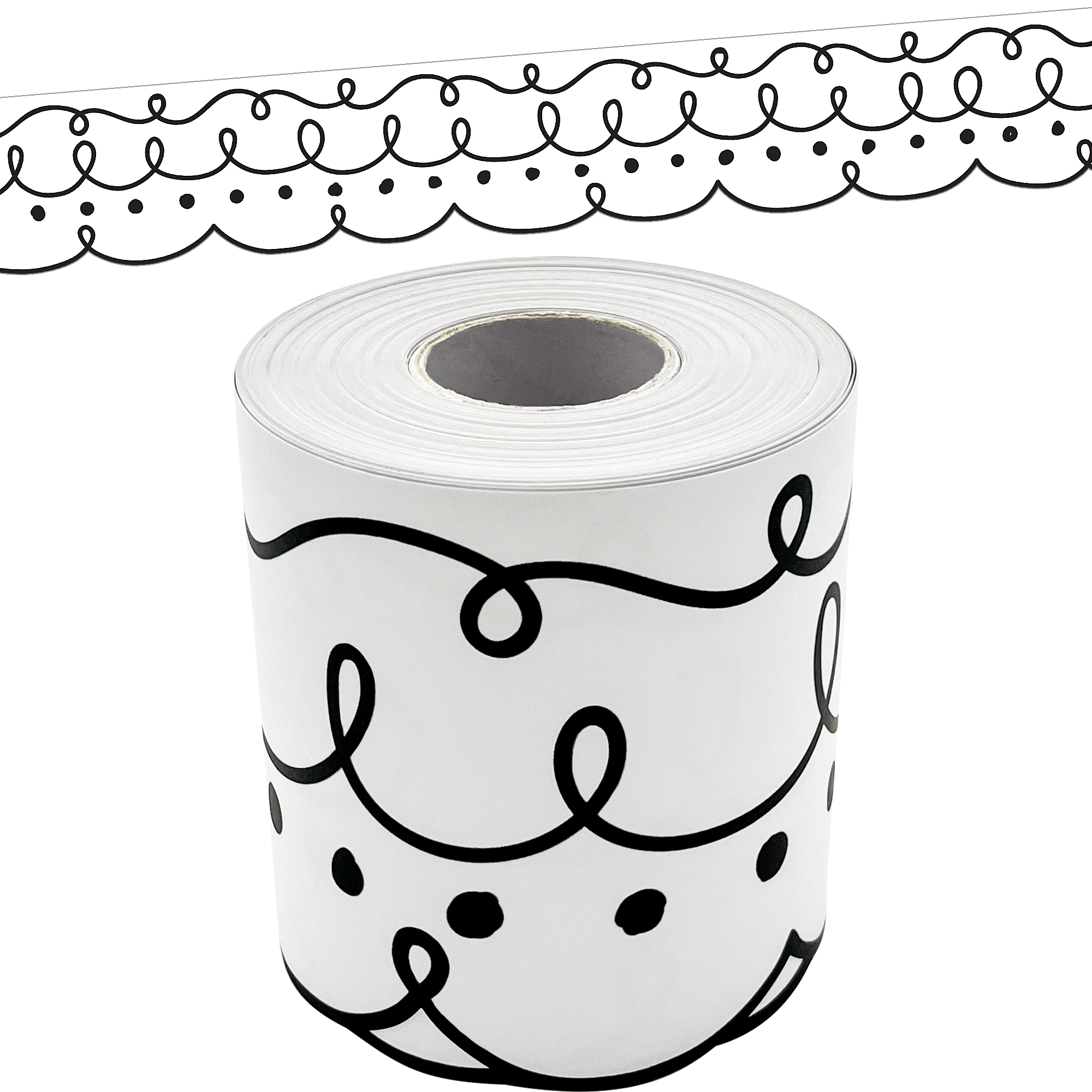 Squiggles and Dots Die-Cut Rolled Border Trim