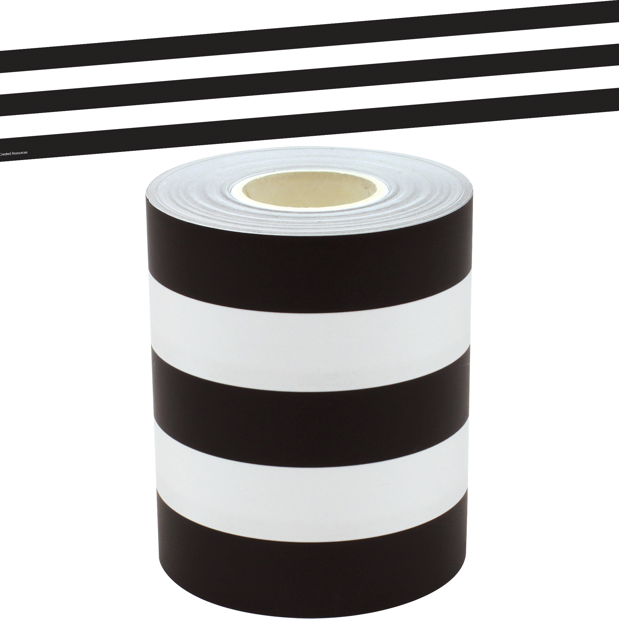 Black & White Stripes Straight Rolled Border Trim