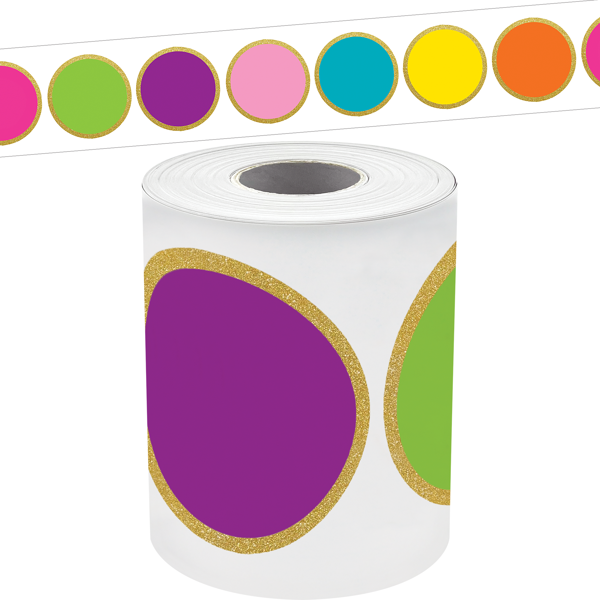 Confetti Colorful Circles Straight Rolled Border Trim