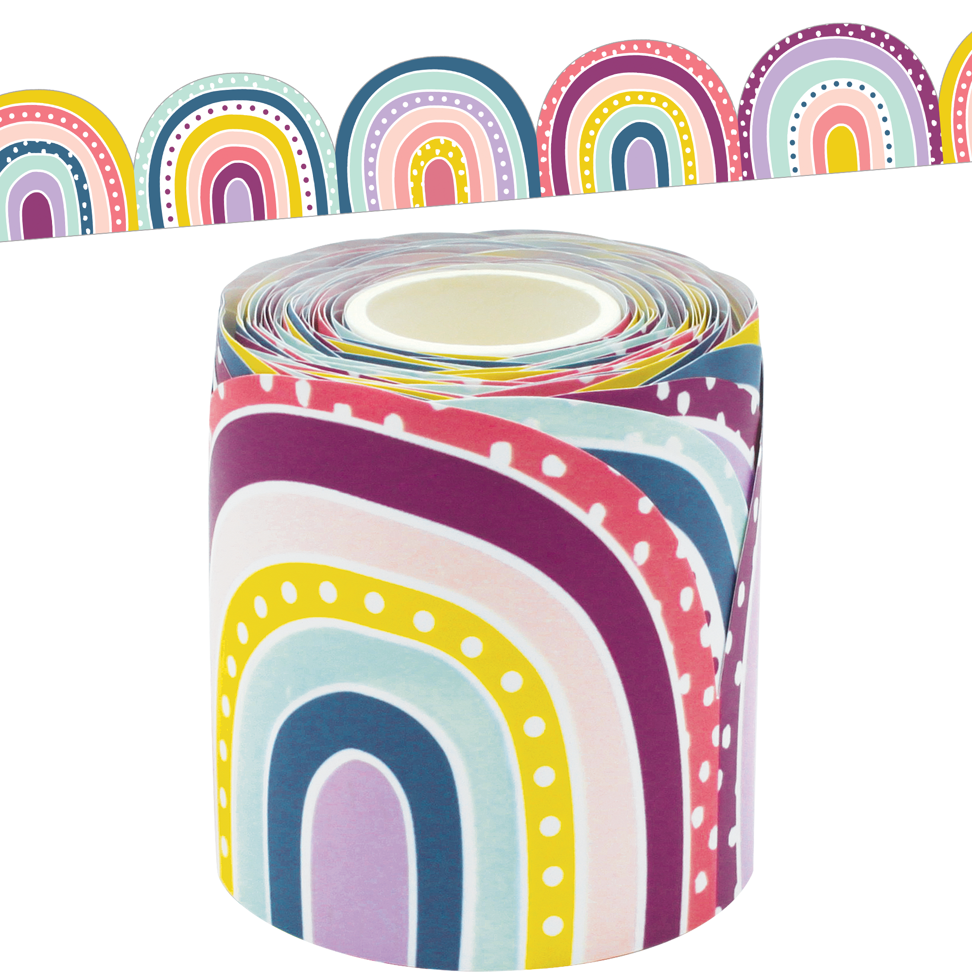 Oh Happy Day Rainbows Die-Cut Rolled Border Trim