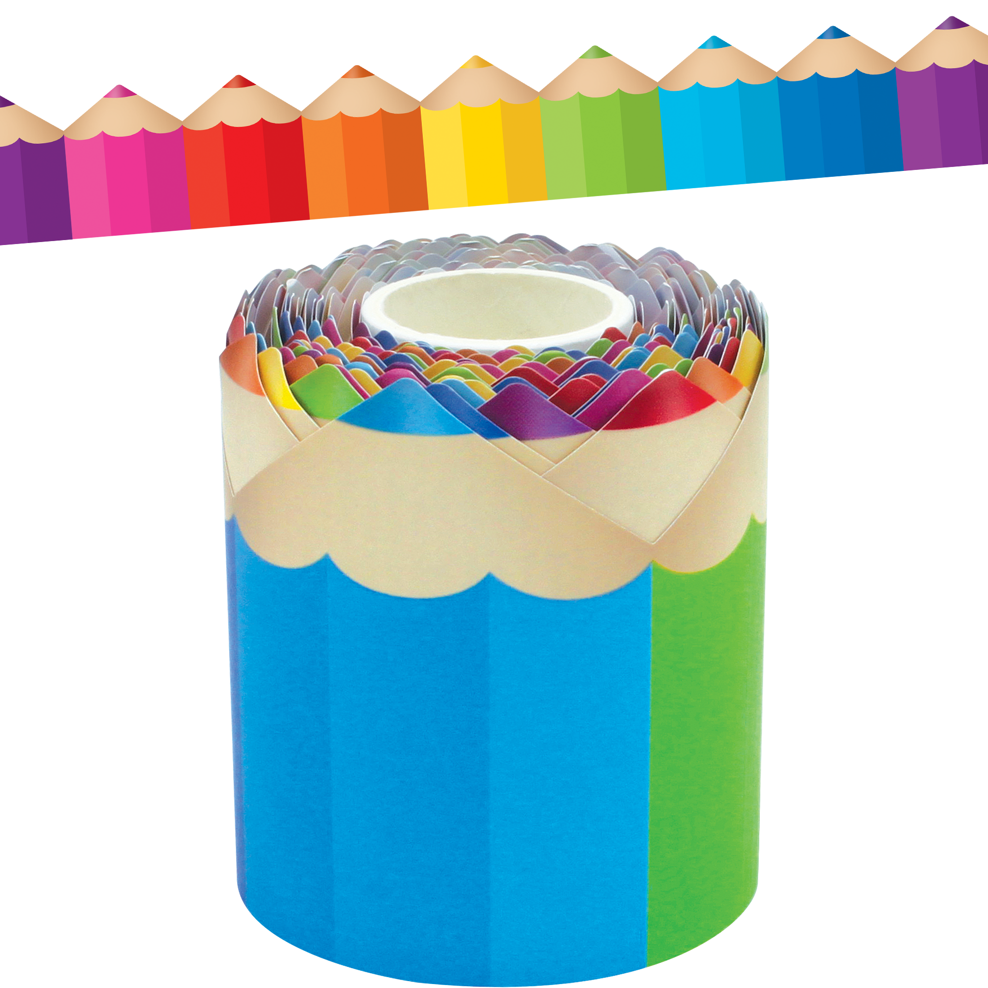 Colored Pencils Die-Cut Rolled Border Trim