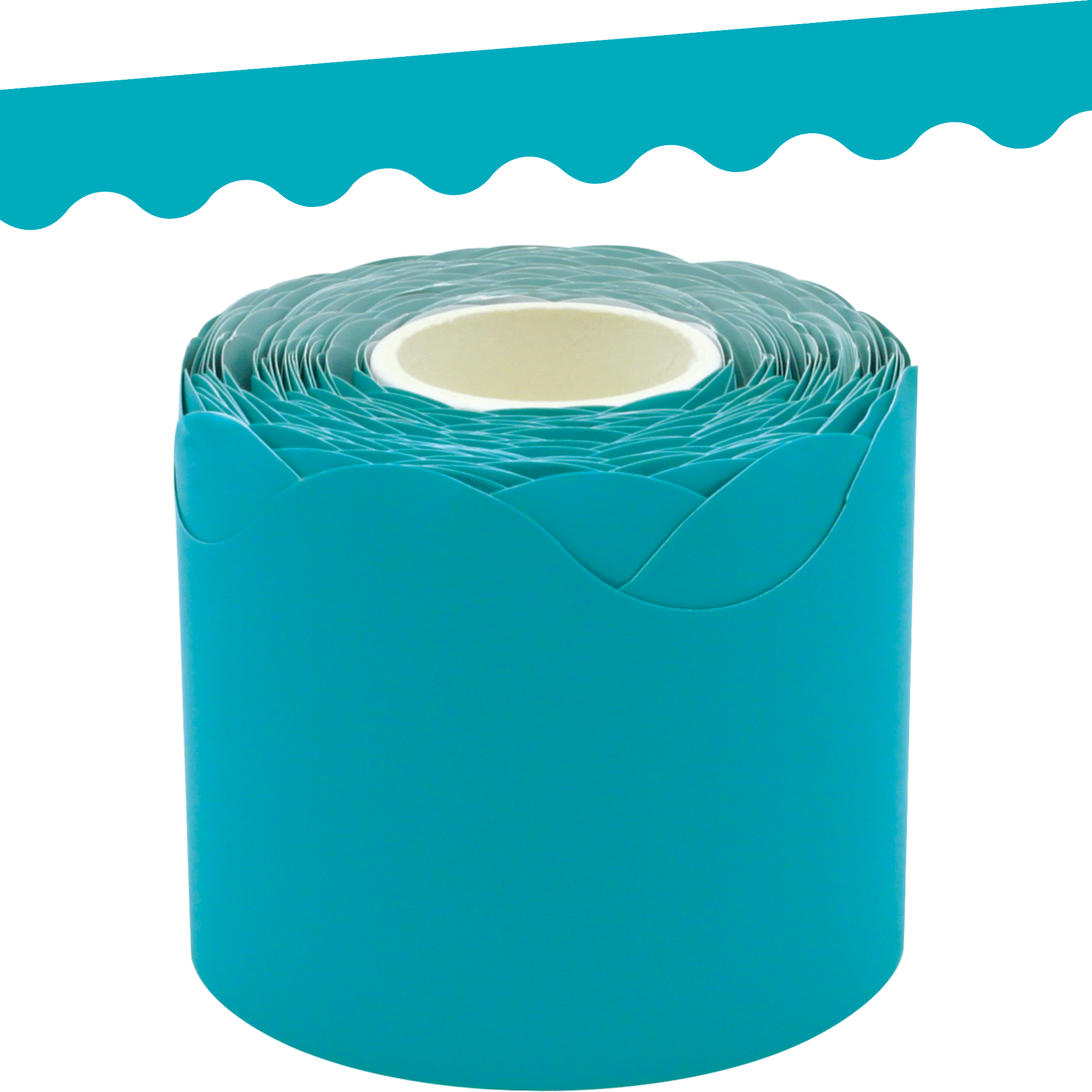 Teal Scalloped Rolled Border Trim