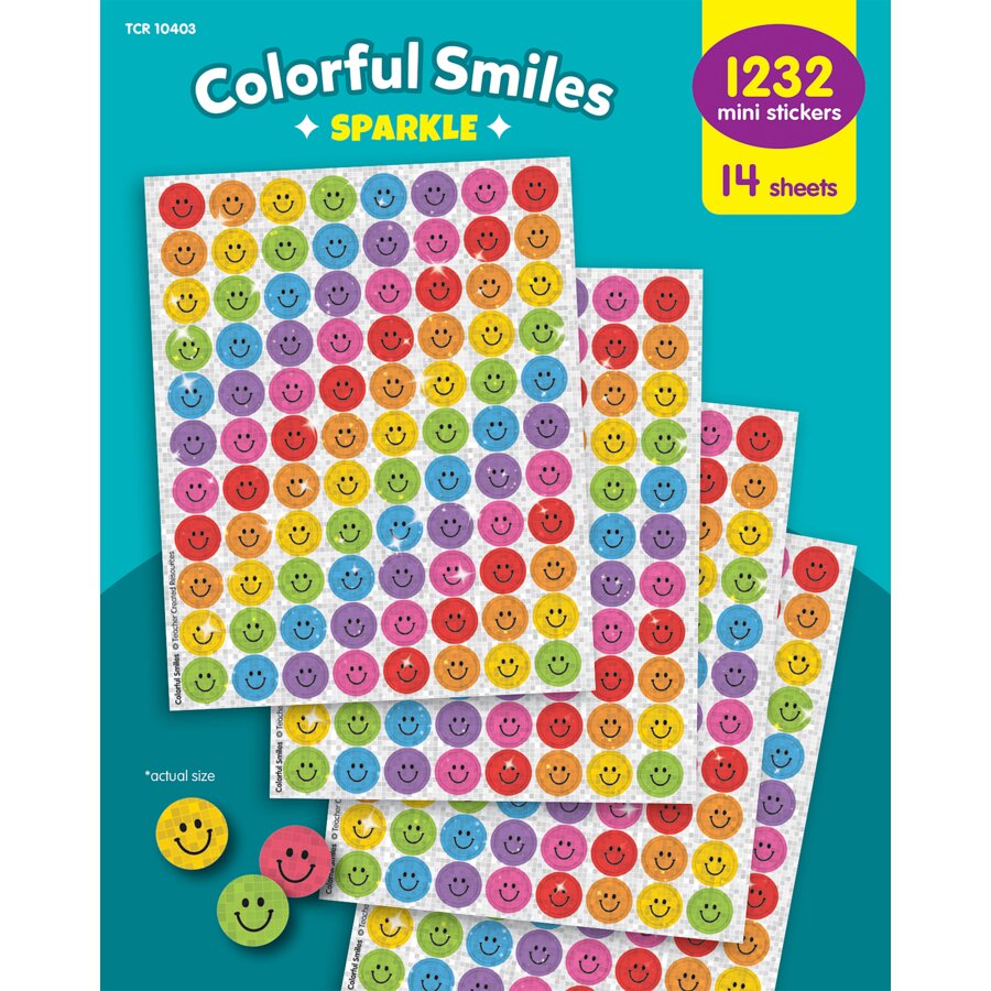 Colorful Smiles Sparkle Mini Stickers Value Pack - TCR10403 | Teacher ...