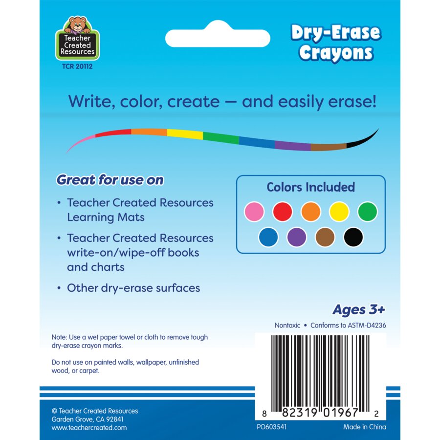Colorful Dry-Erase Crayons TCR20112 Teacher Created Resources