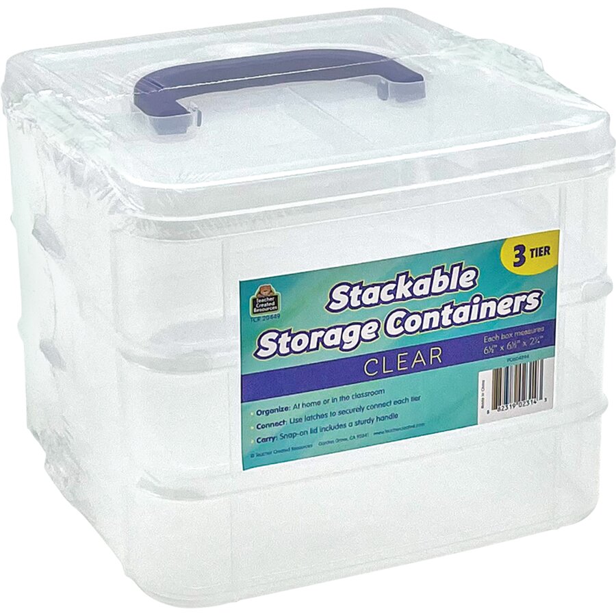 Stackable Storage Container Store Clear Stackable Storage Containers - TCR20449 | Teacher Created Resources